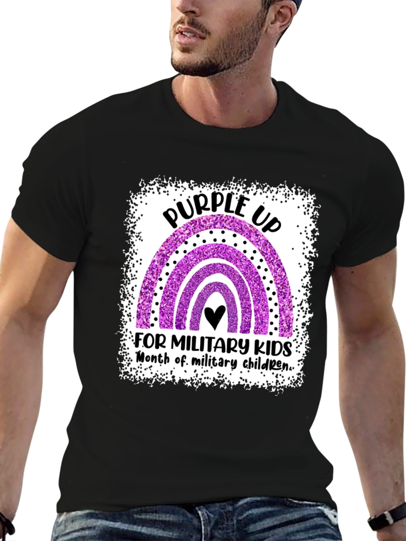 Purple Up Rainbow Military Kids T-Shirt