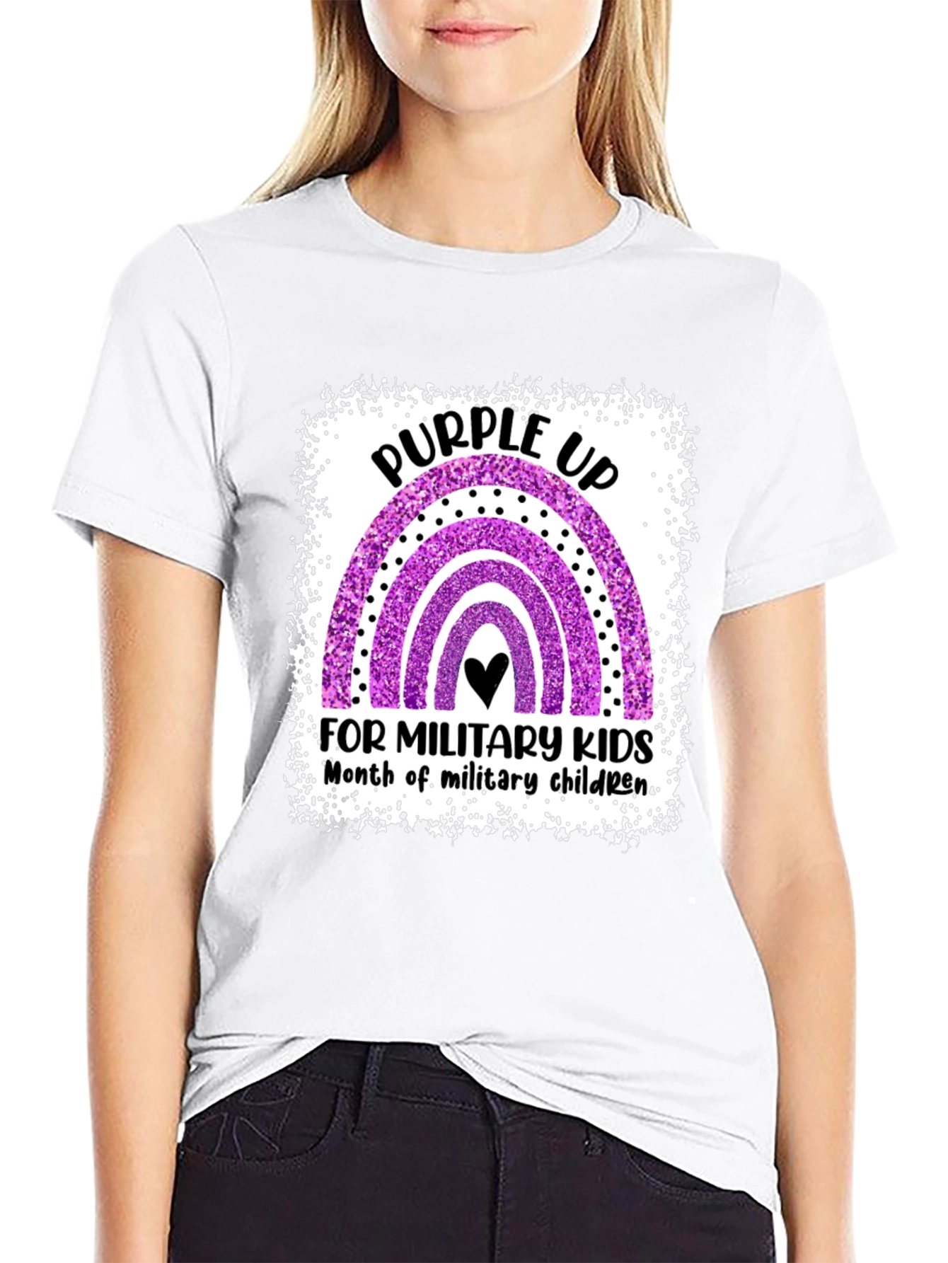 Purple Up Rainbow Military Kids T-Shirt