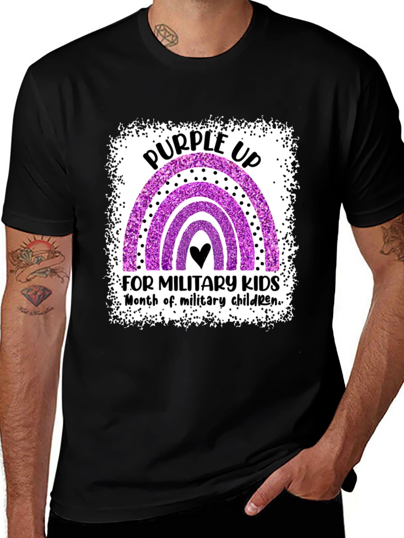 Purple Up Rainbow Military Kids T-Shirt