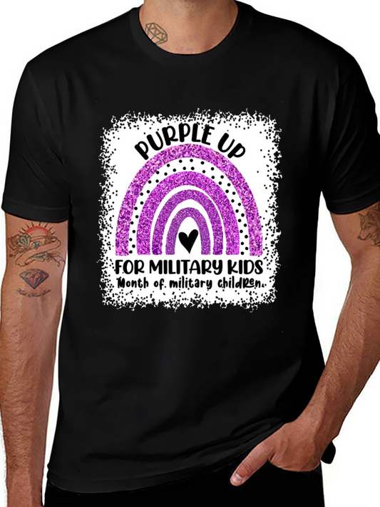 Purple Up Rainbow Military Kids T-Shirt
