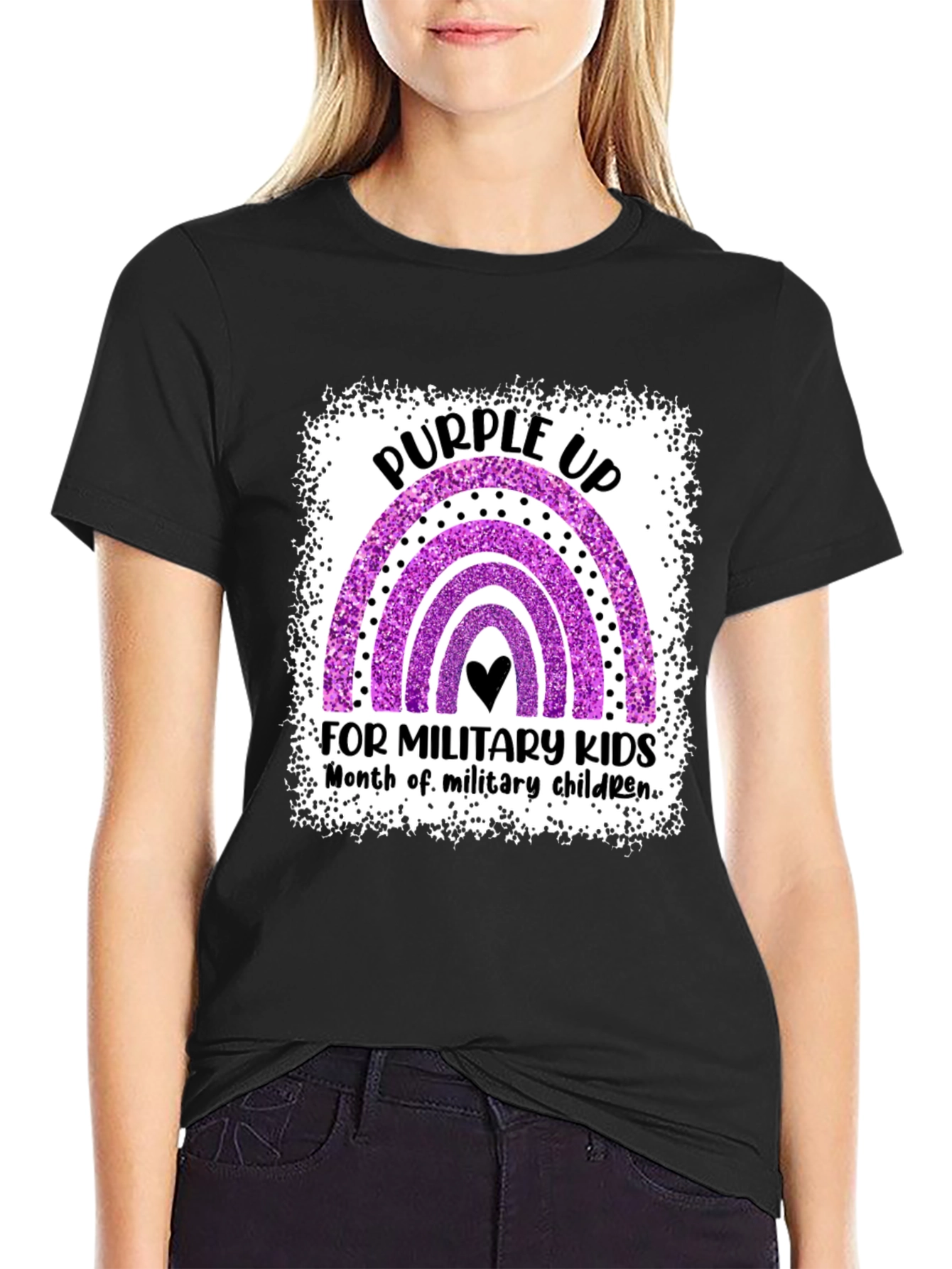 Purple Up Rainbow Military Kids T-Shirt