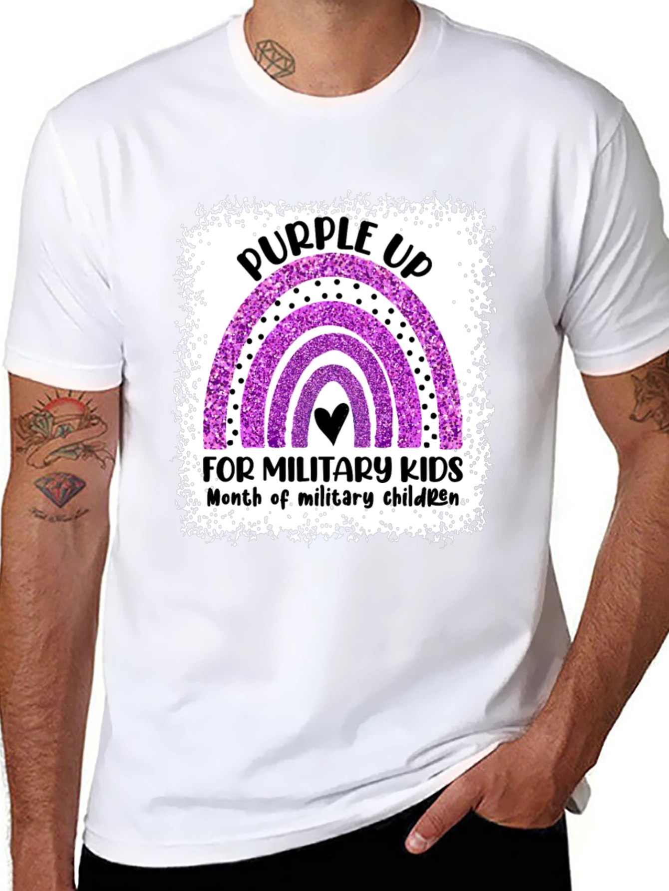 Purple Up Rainbow Military Kids T-Shirt