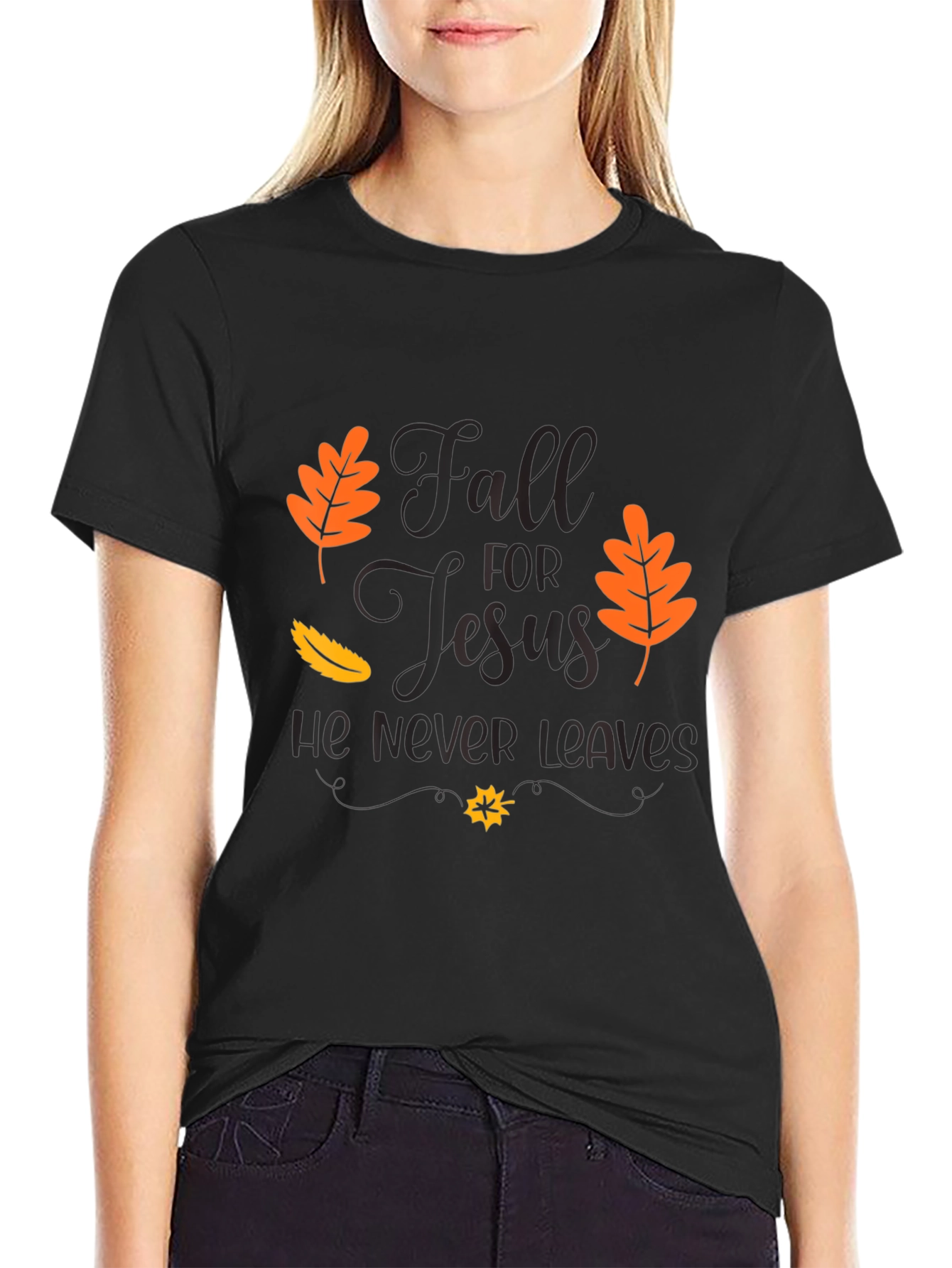 Fall For Jesus Black Graphic Tee