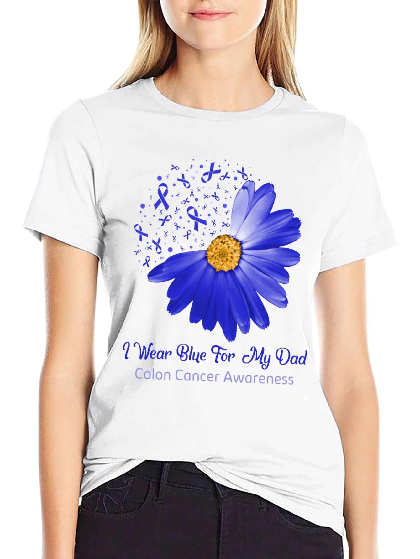 Blue Daisy Colon Cancer Awareness T-Shirt