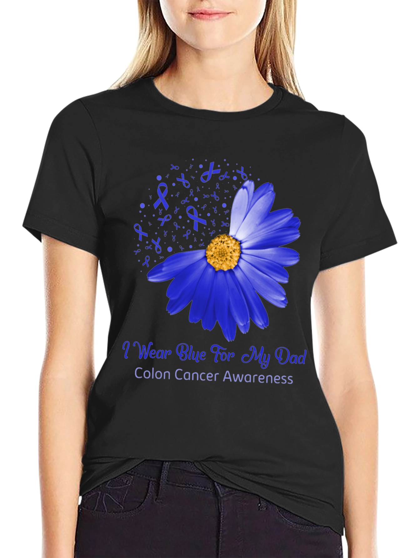 Blue Daisy Colon Cancer Awareness T-Shirt