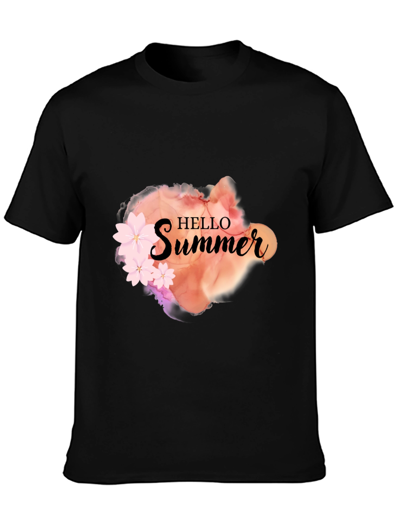 Hello Summer Graphic Black Tee