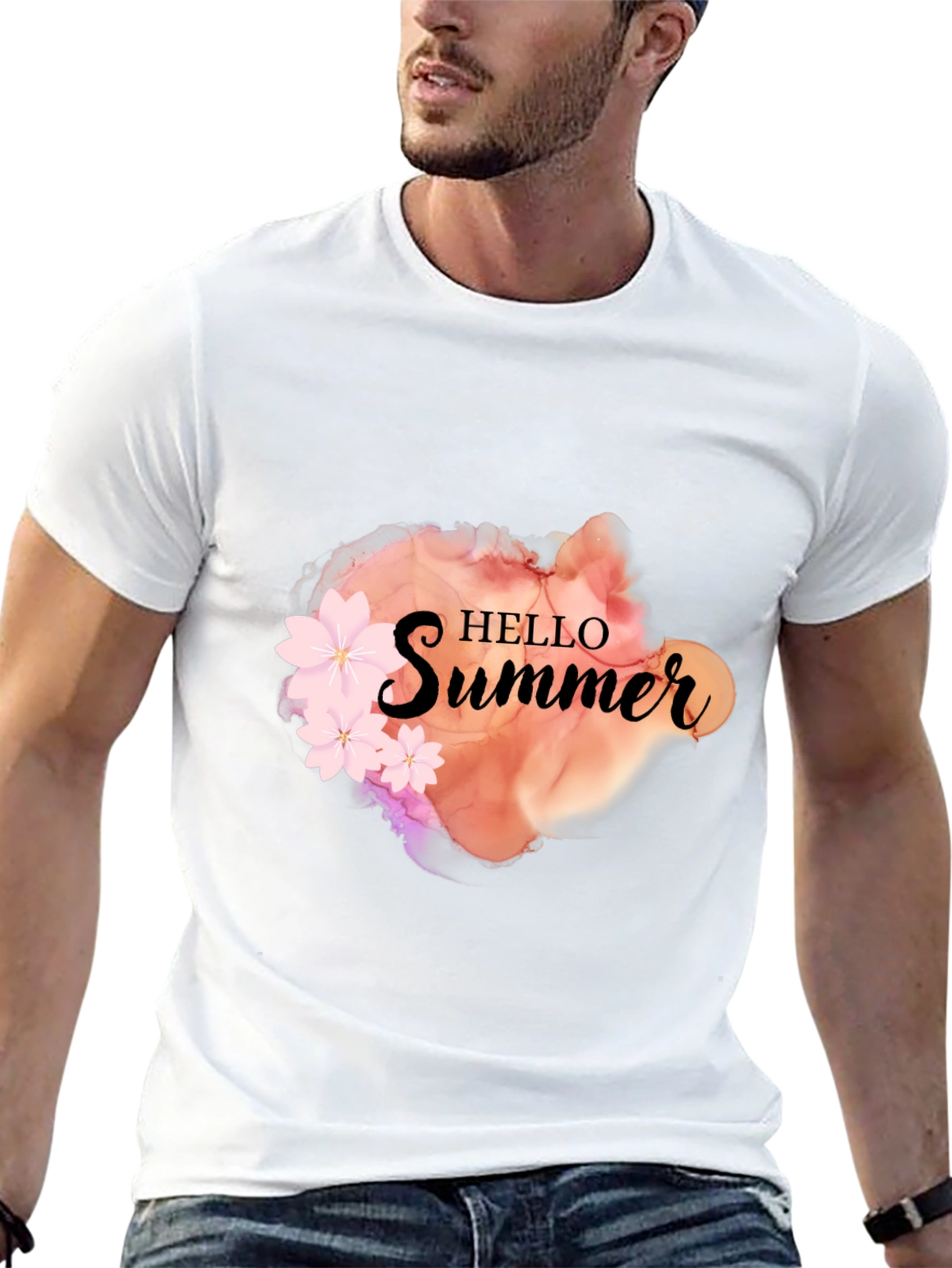 Hello Summer Graphic Black Tee