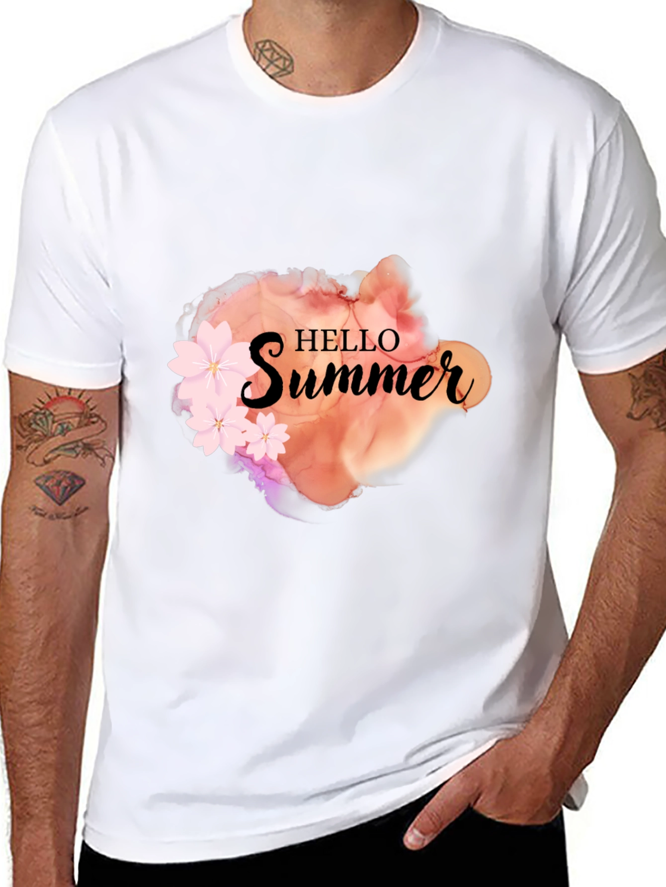 Hello Summer Graphic Black Tee