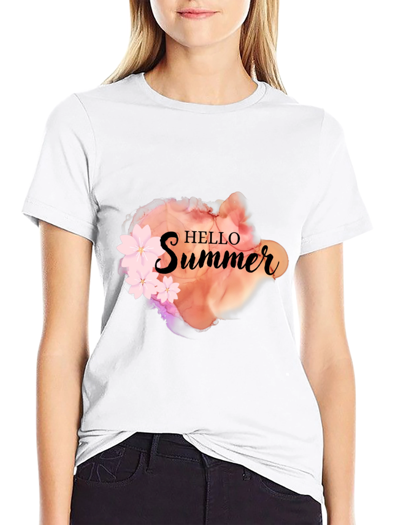 Hello Summer Graphic Black Tee