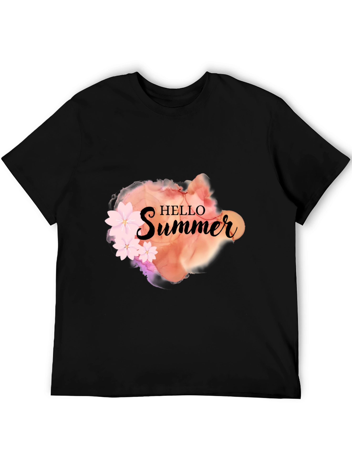 Hello Summer Graphic Black Tee