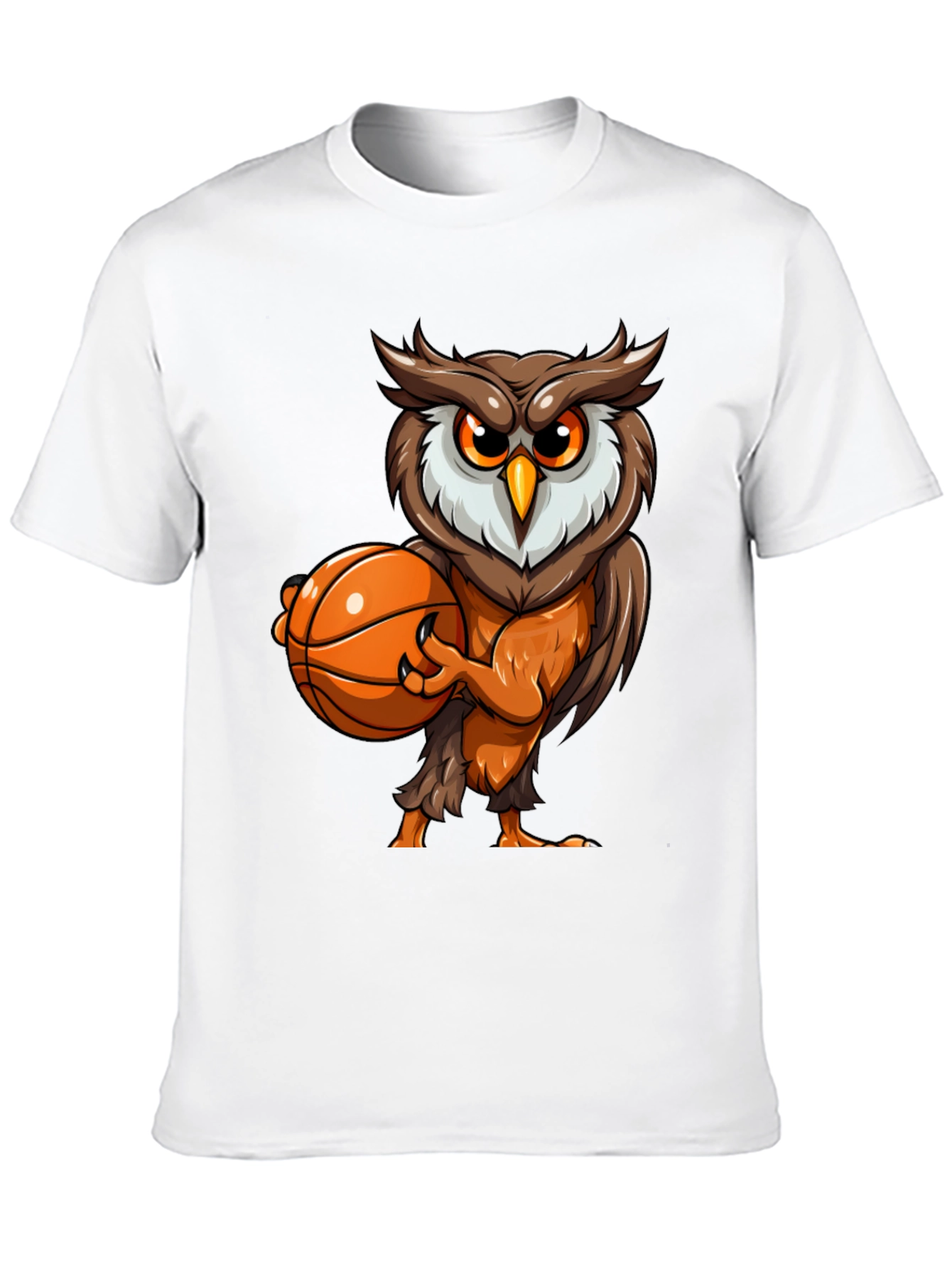 Owl Basketball Graphic Tee - Black Cotton T-Shirt