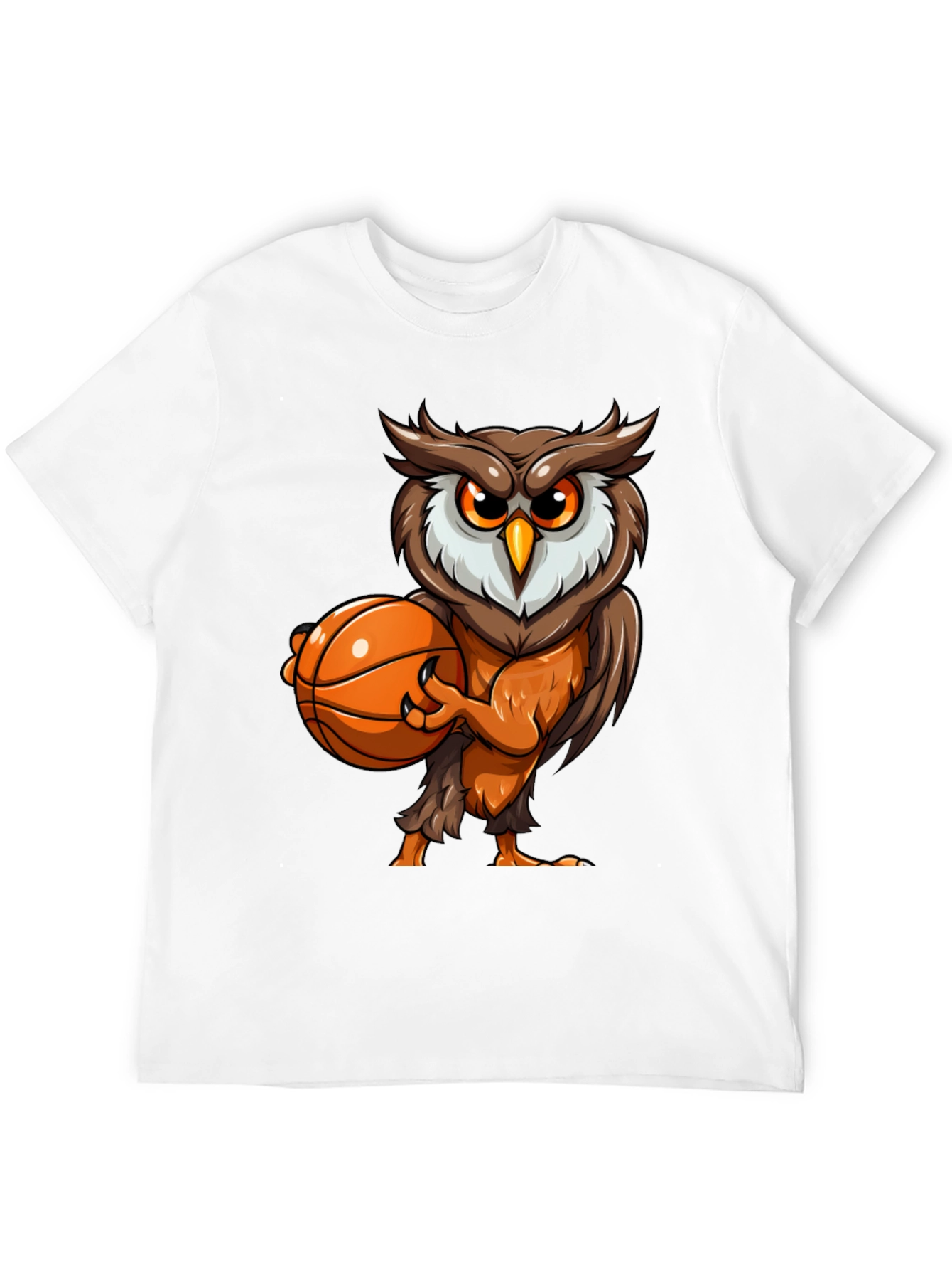 Owl Basketball Graphic Tee - Black Cotton T-Shirt
