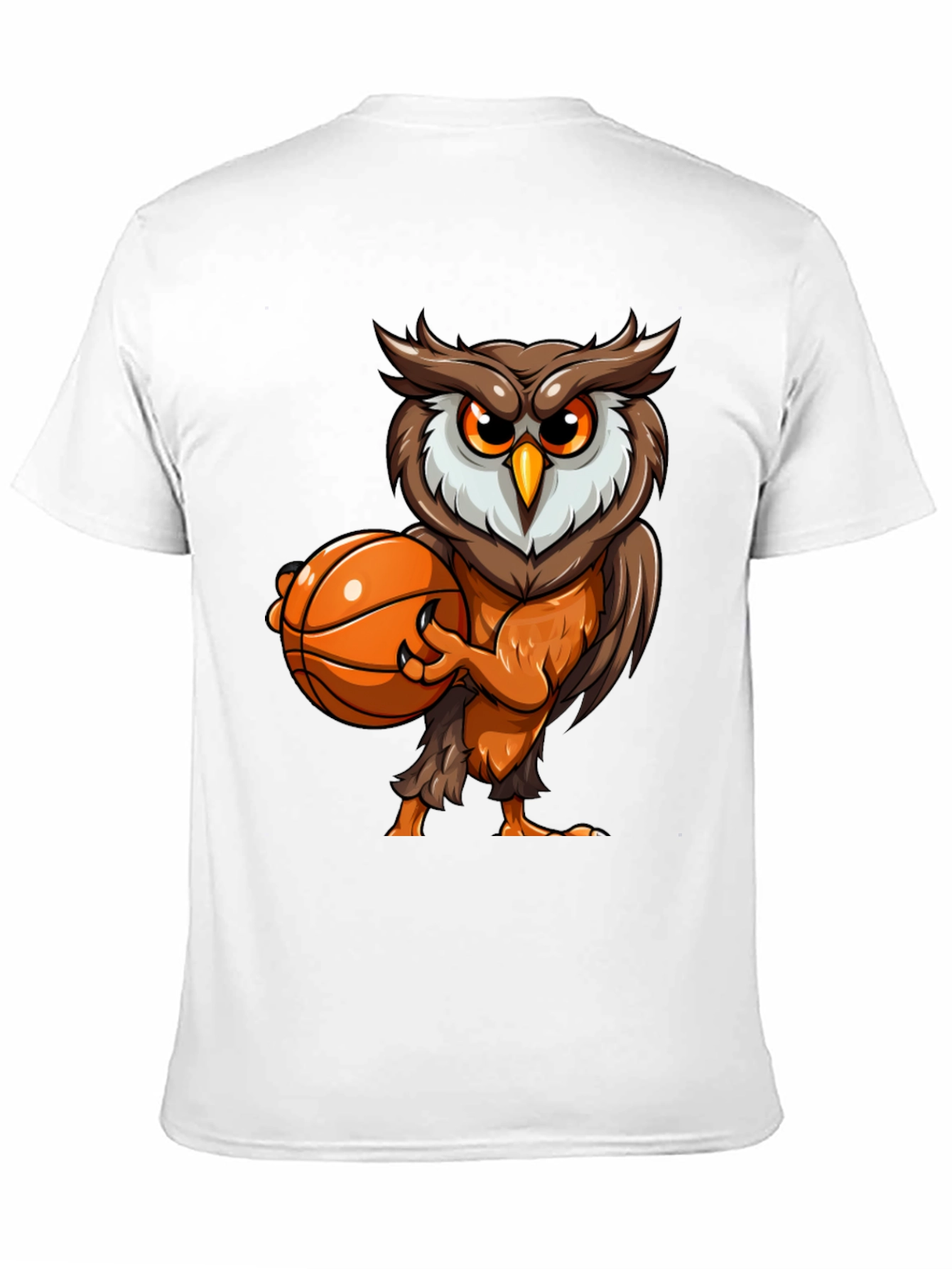 Owl Basketball Graphic Tee - Black Cotton T-Shirt
