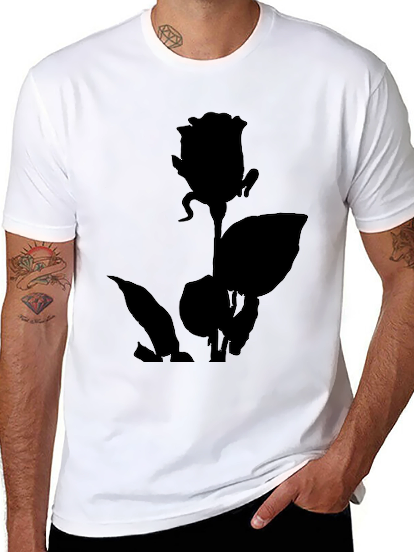 Black Rose Silhouette Graphic T-Shirt