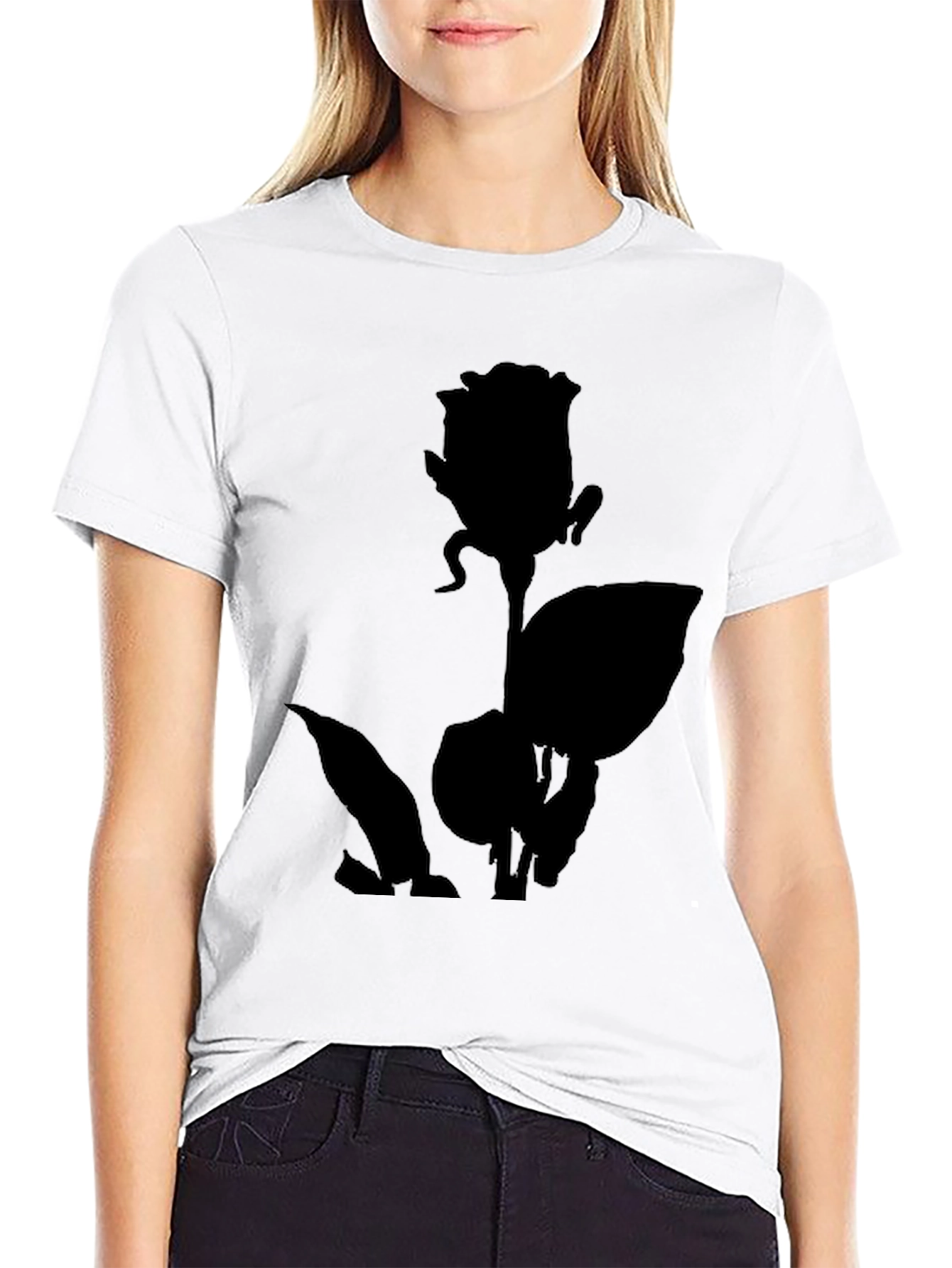 Black Rose Silhouette Graphic T-Shirt
