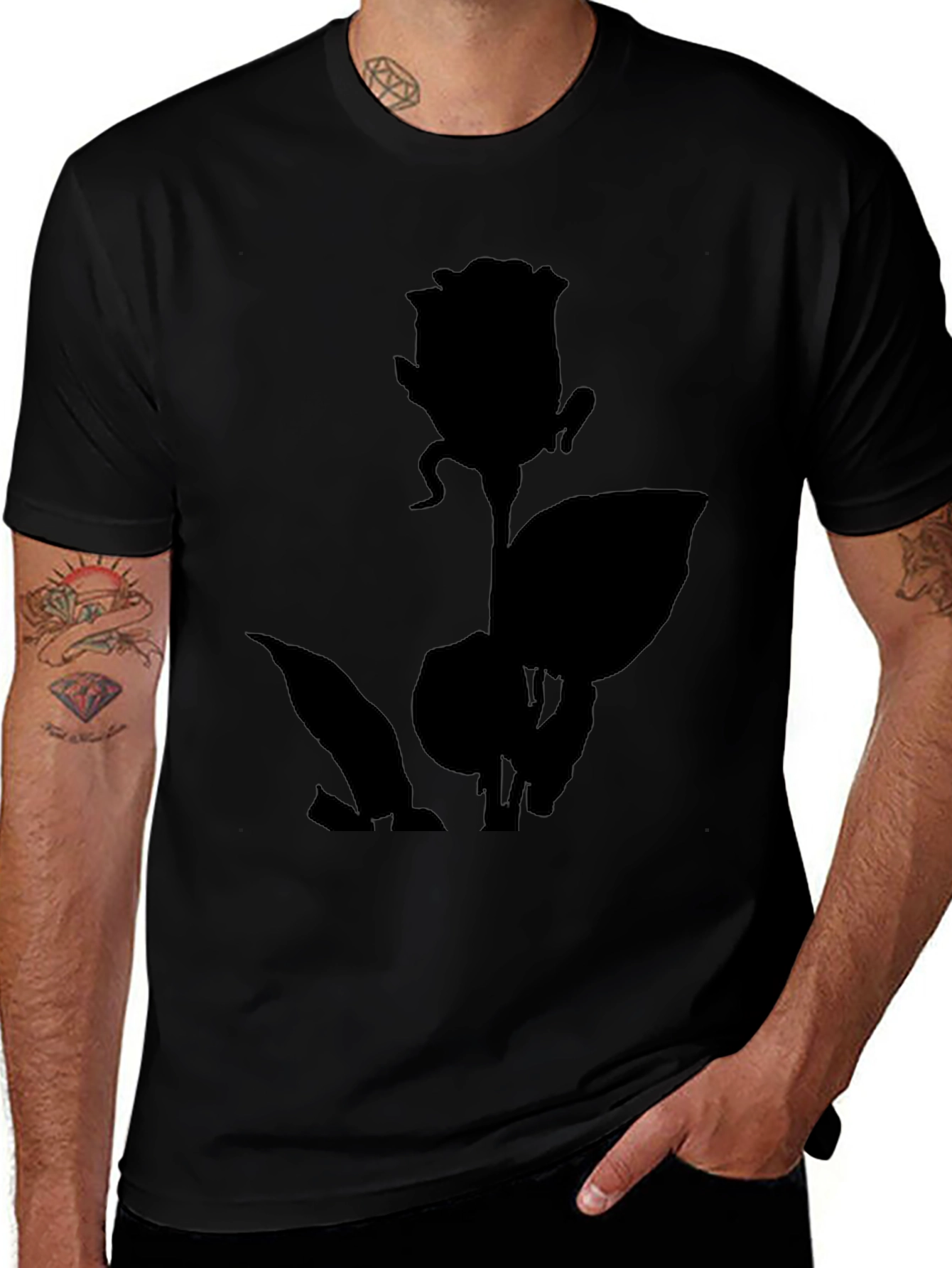Black Rose Silhouette Graphic T-Shirt