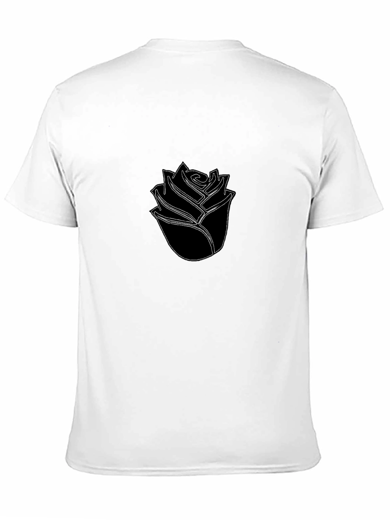 Black T-Shirt with Minimalist Rose Design