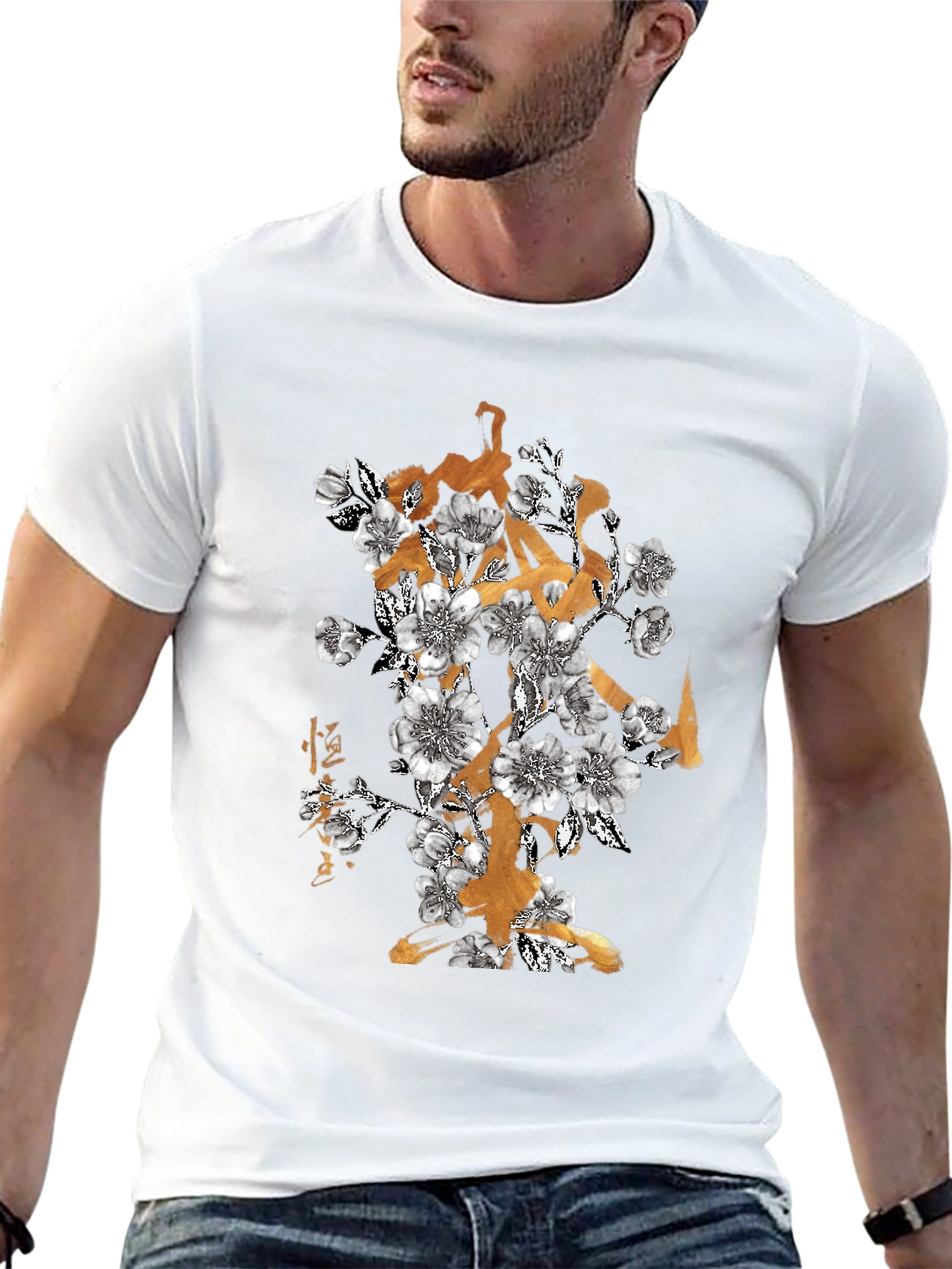 Floral Gold Accent T-Shirt