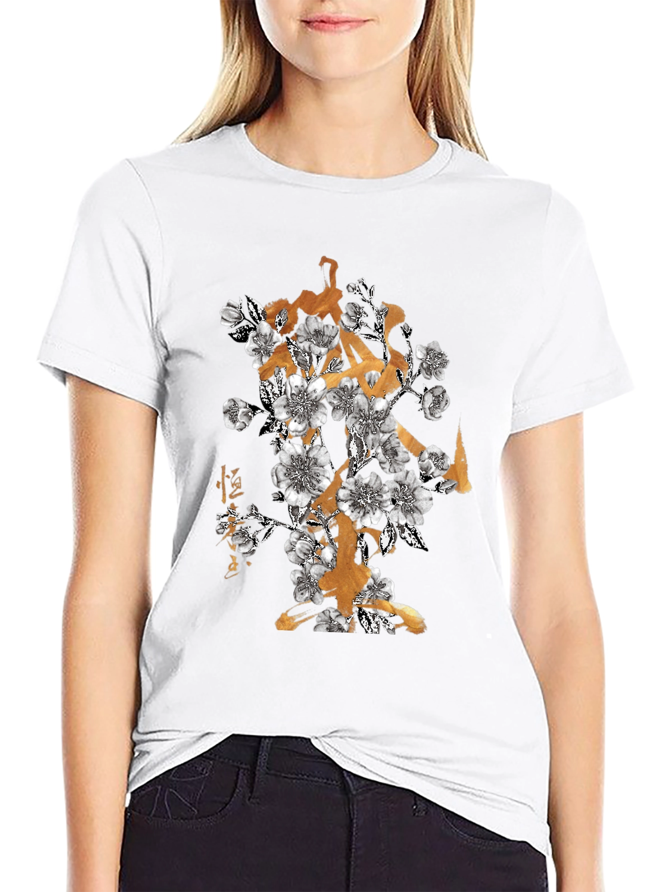 Floral Gold Accent T-Shirt