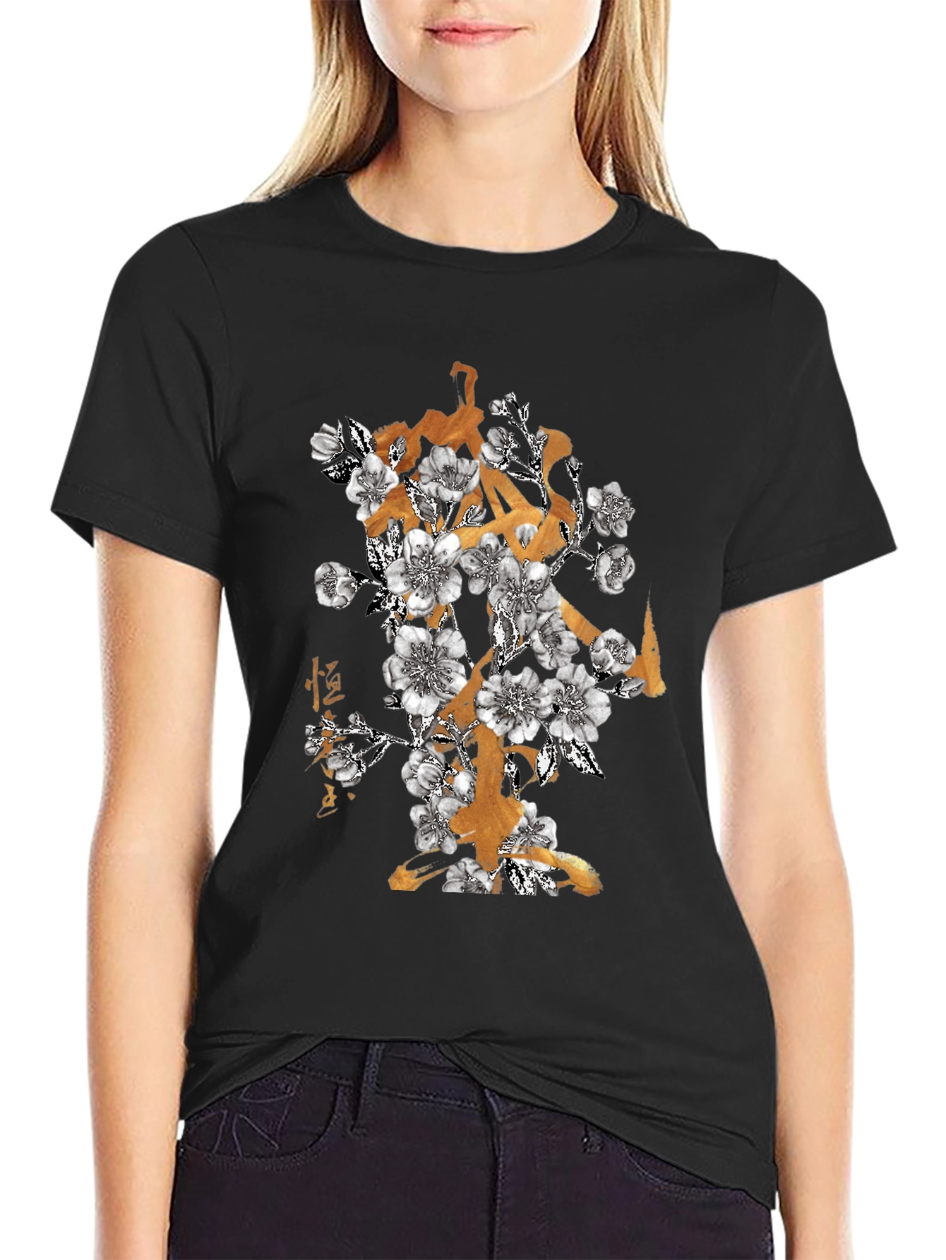 Floral Gold Accent T-Shirt