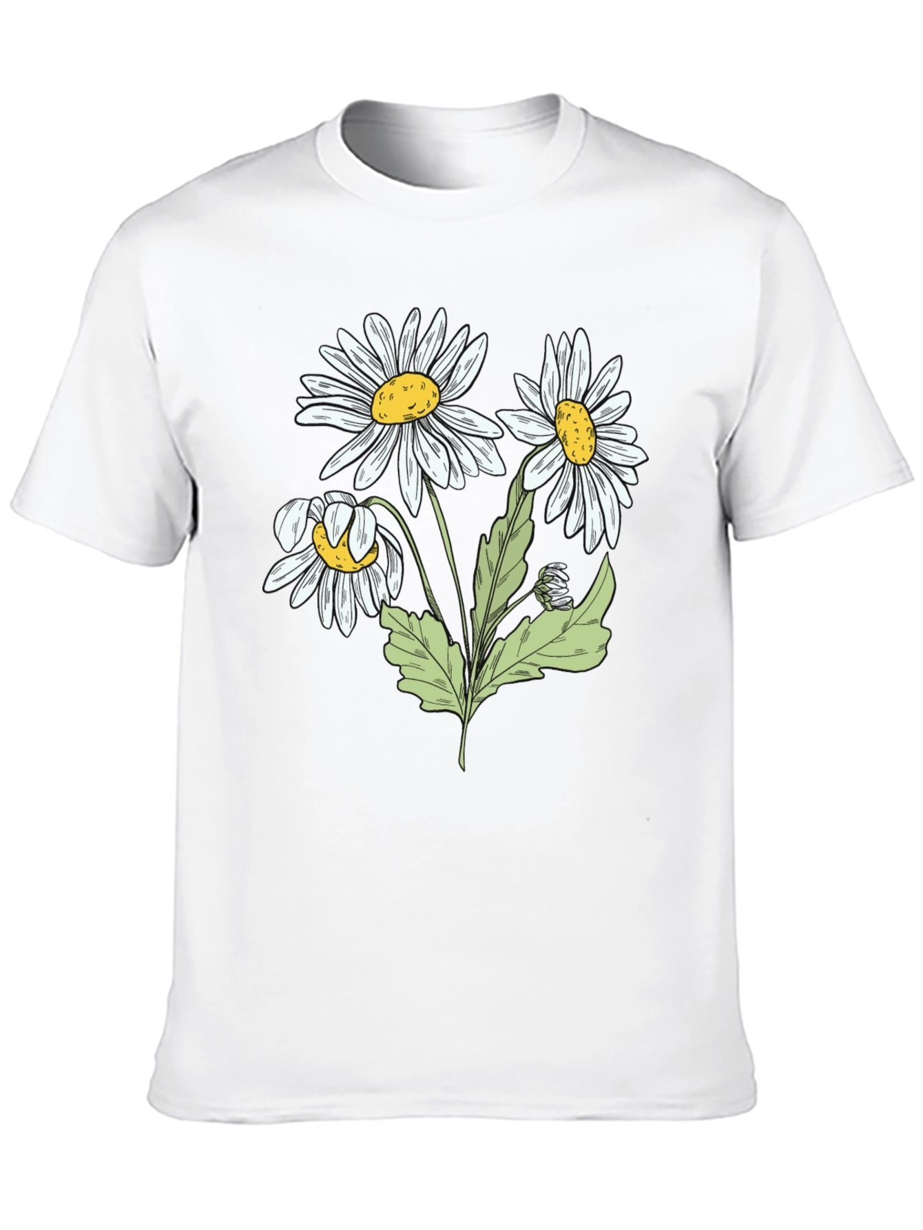 Daisy Flower Graphic Black T-Shirt