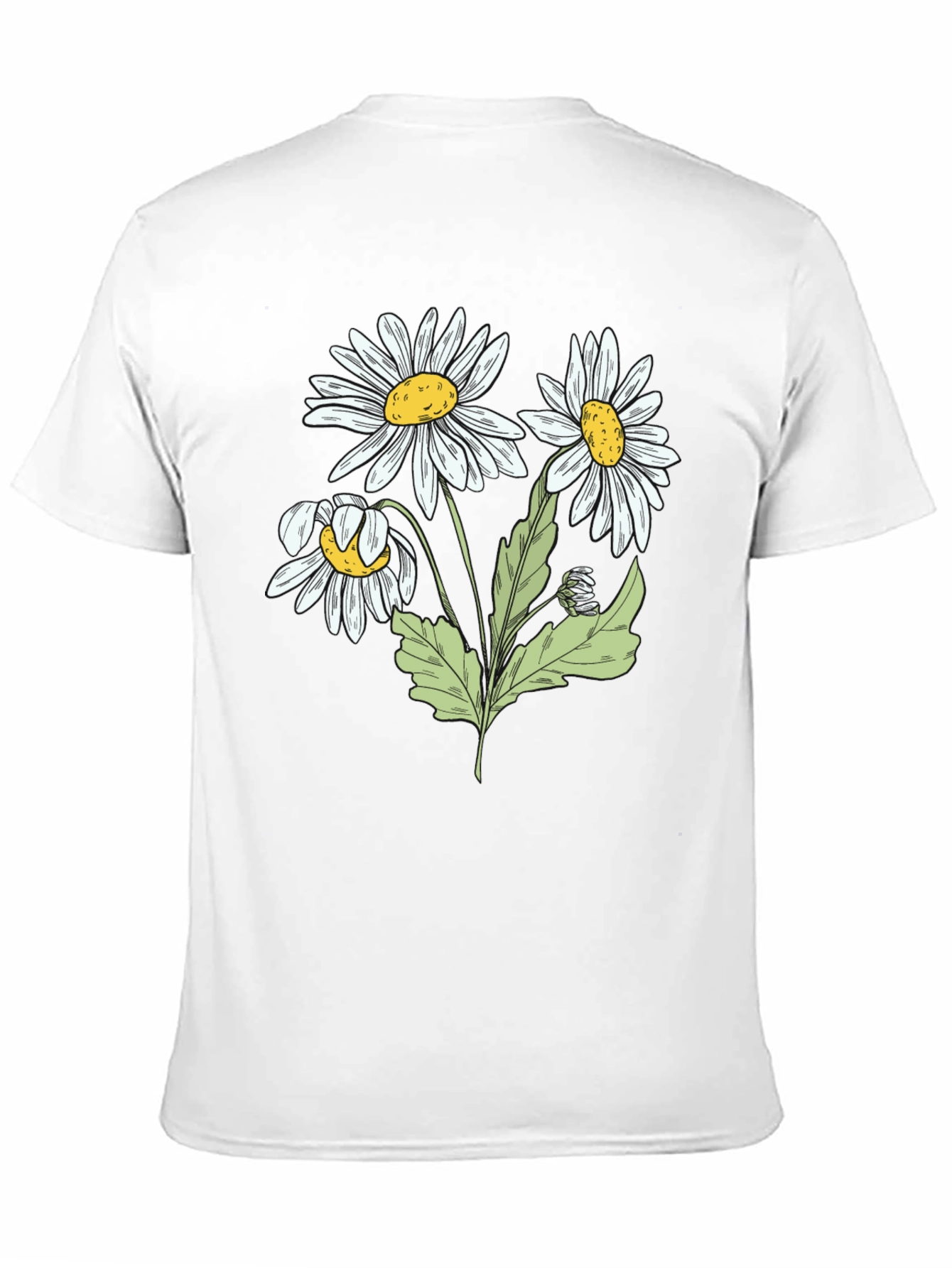 Daisy Flower Graphic Black T-Shirt