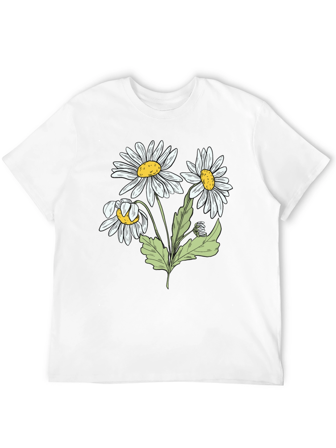 Daisy Flower Graphic Black T-Shirt