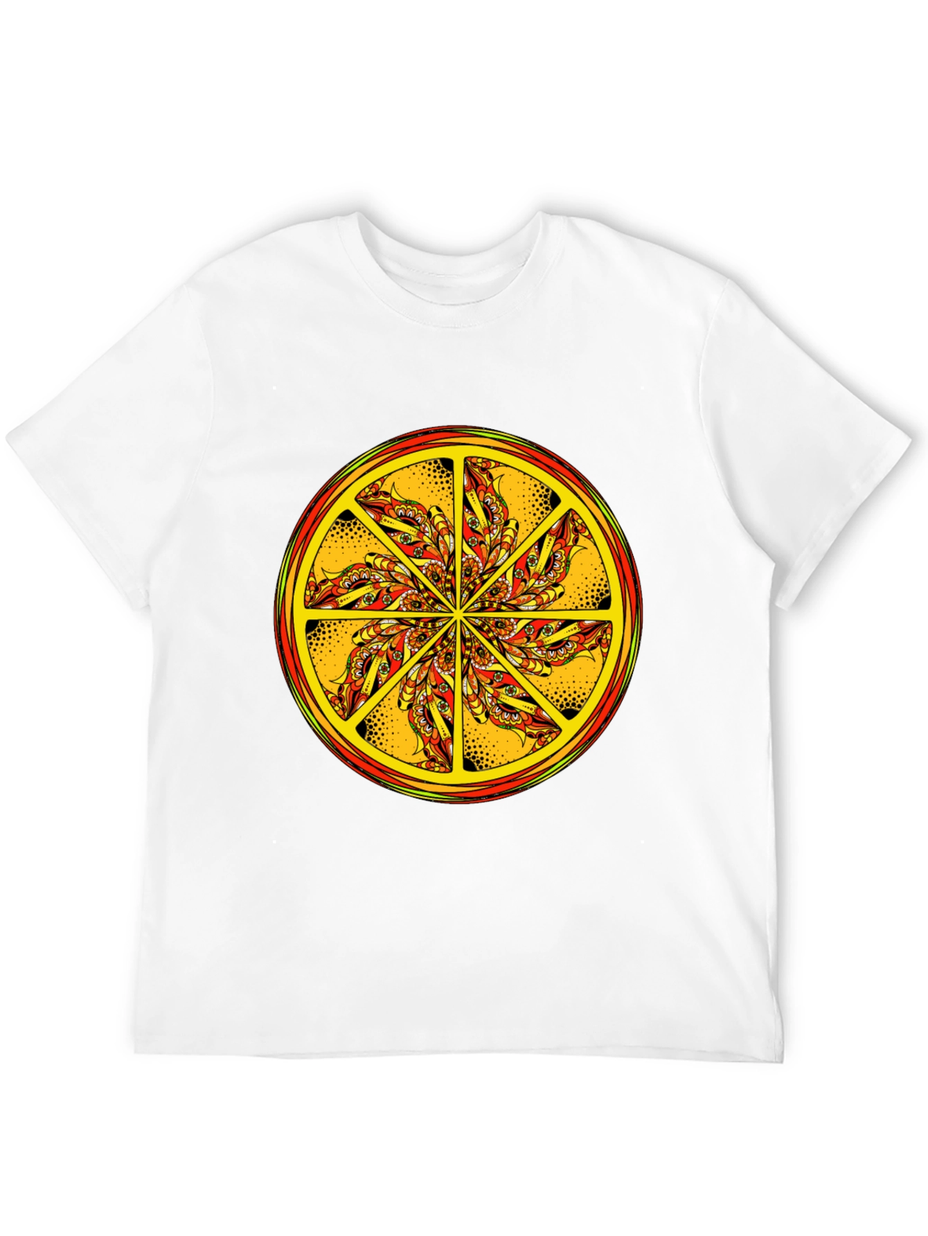 Vibrant Mandala Graphic Tee - Black Cotton Blend