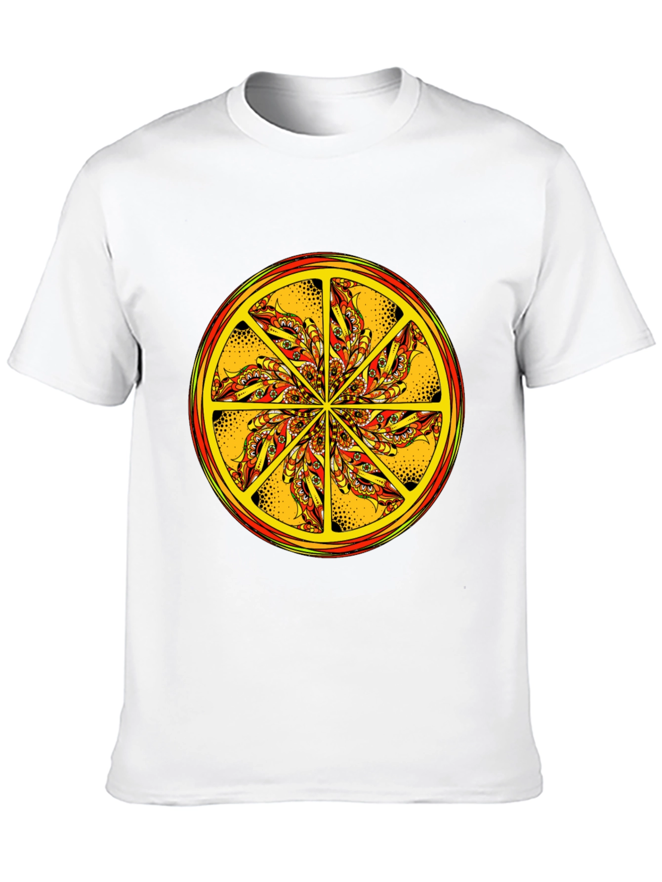 Vibrant Mandala Graphic Tee - Black Cotton Blend