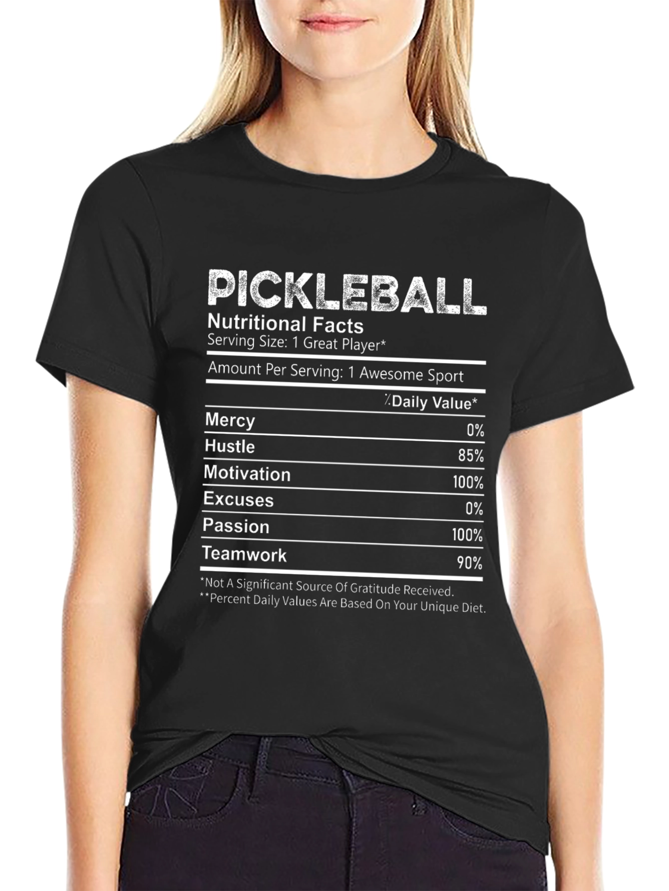 Pickleball Nutritional Facts Funny T-Shirt