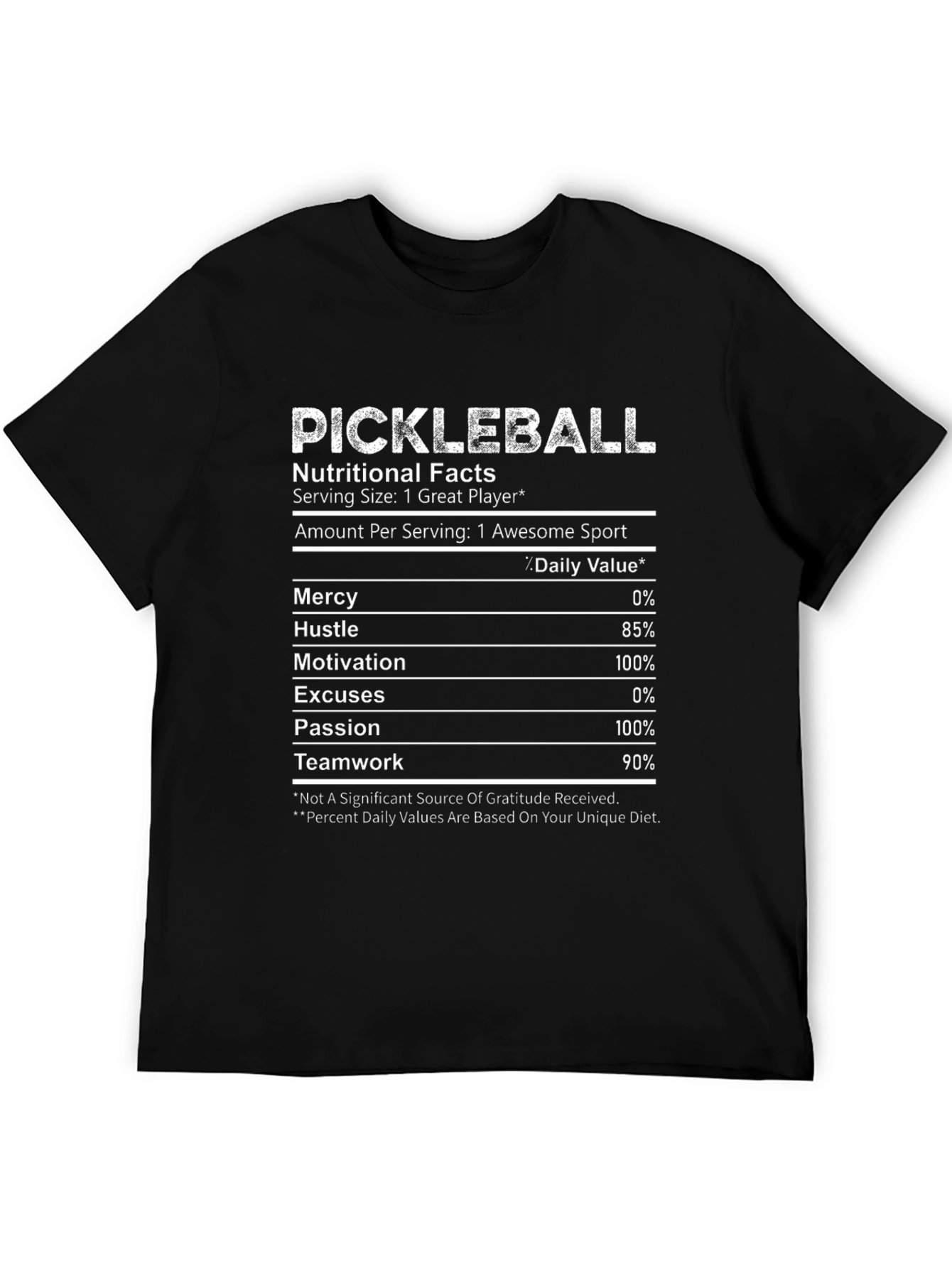 Pickleball Nutritional Facts Funny T-Shirt