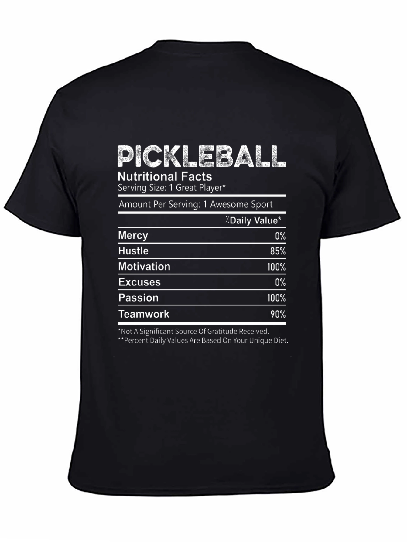 Pickleball Nutritional Facts Funny T-Shirt