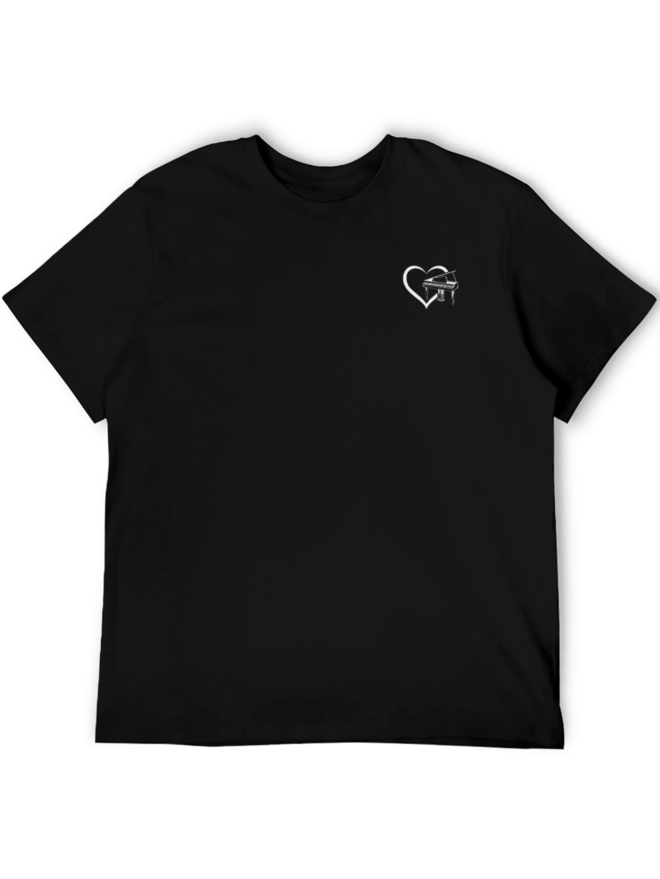 Heart Piano Black T-Shirt