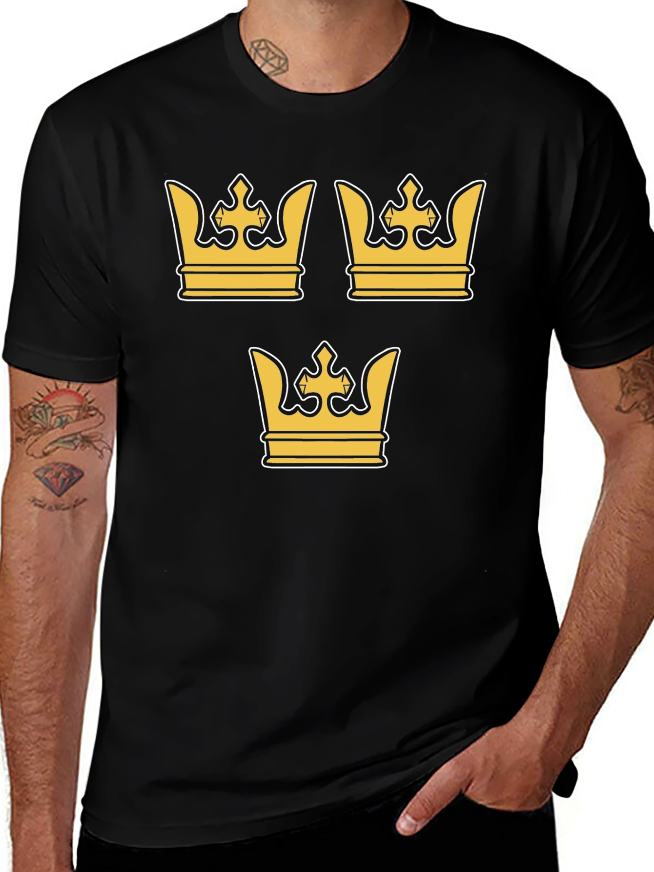 Swedish Crown Graphic T-Shirt - Black Crew Neck