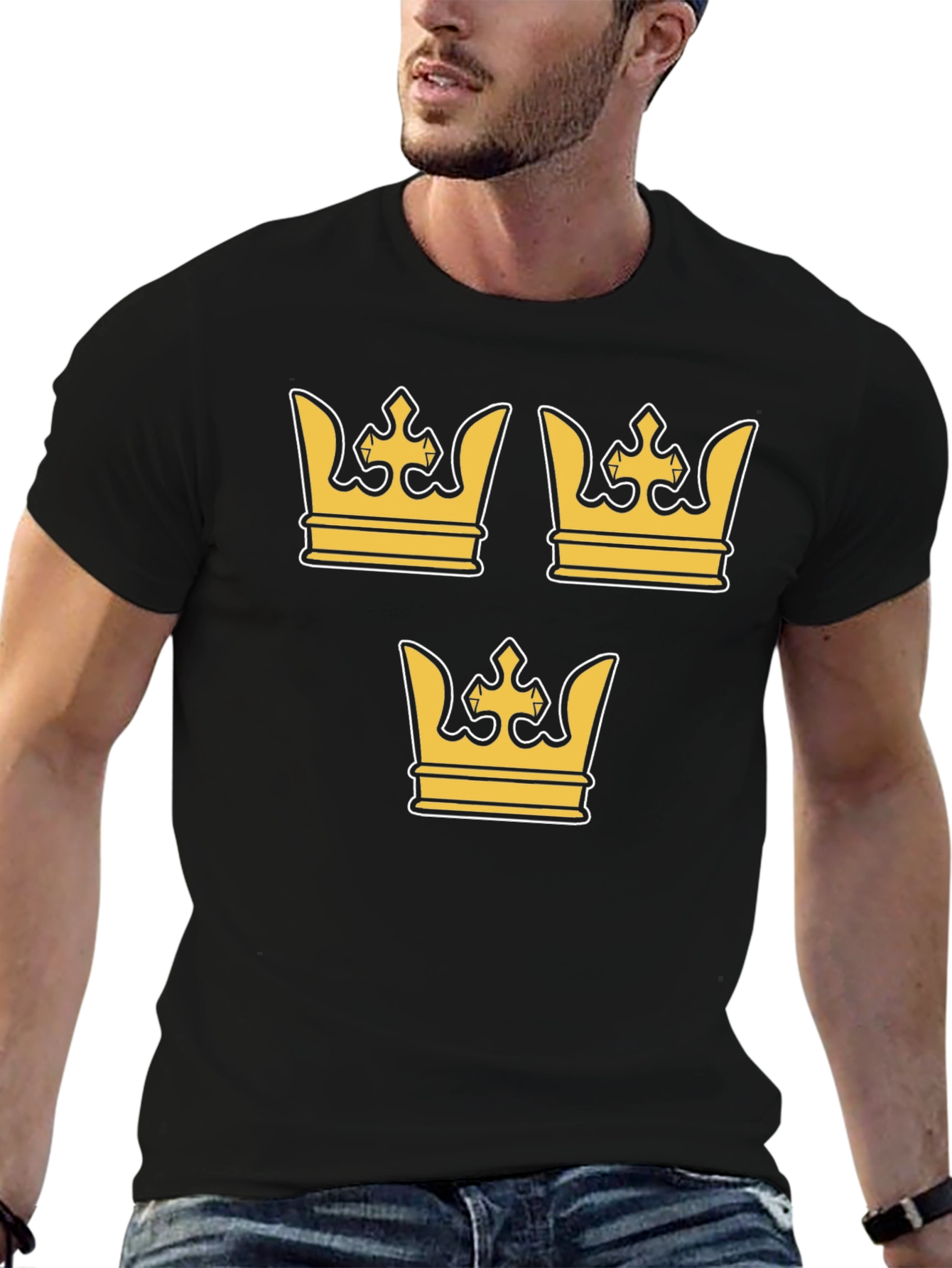 Swedish Crown Graphic T-Shirt - Black Crew Neck