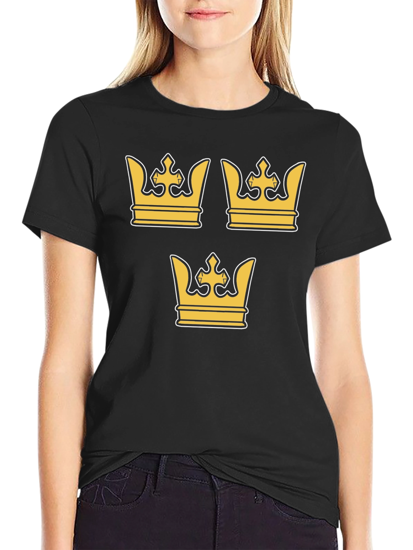 Swedish Crown Graphic T-Shirt - Black Crew Neck