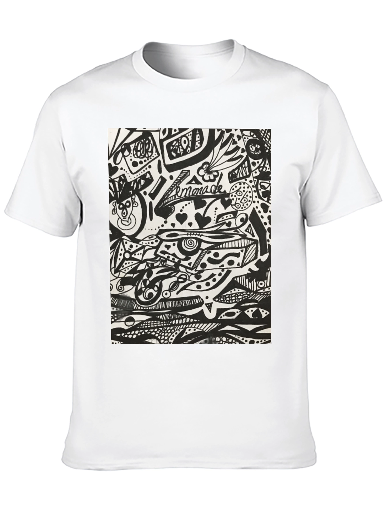 Abstract Doodle Art Black T-Shirt - Unique Graphic Tee