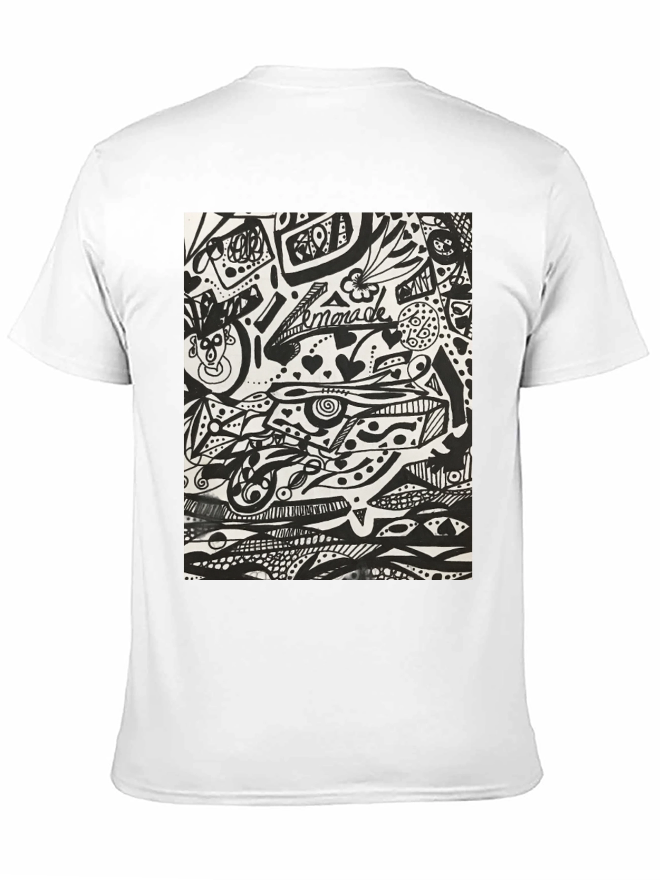 Abstract Doodle Art Black T-Shirt - Unique Graphic Tee