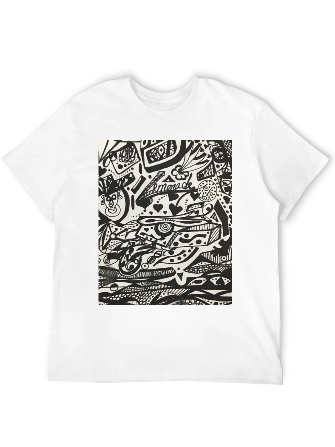 Abstract Doodle Art Black T-Shirt - Unique Graphic Tee
