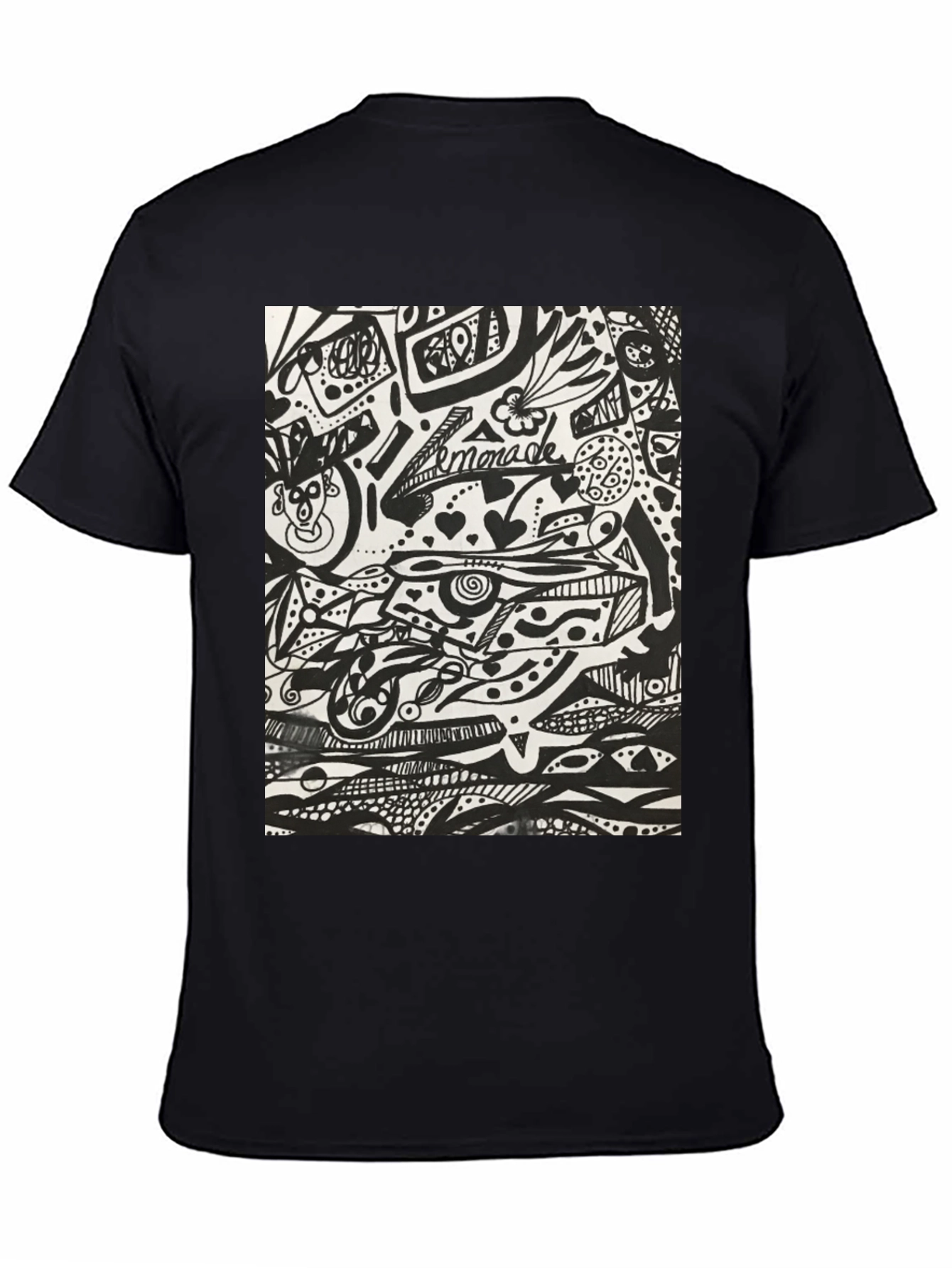 Abstract Doodle Art Black T-Shirt - Unique Graphic Tee