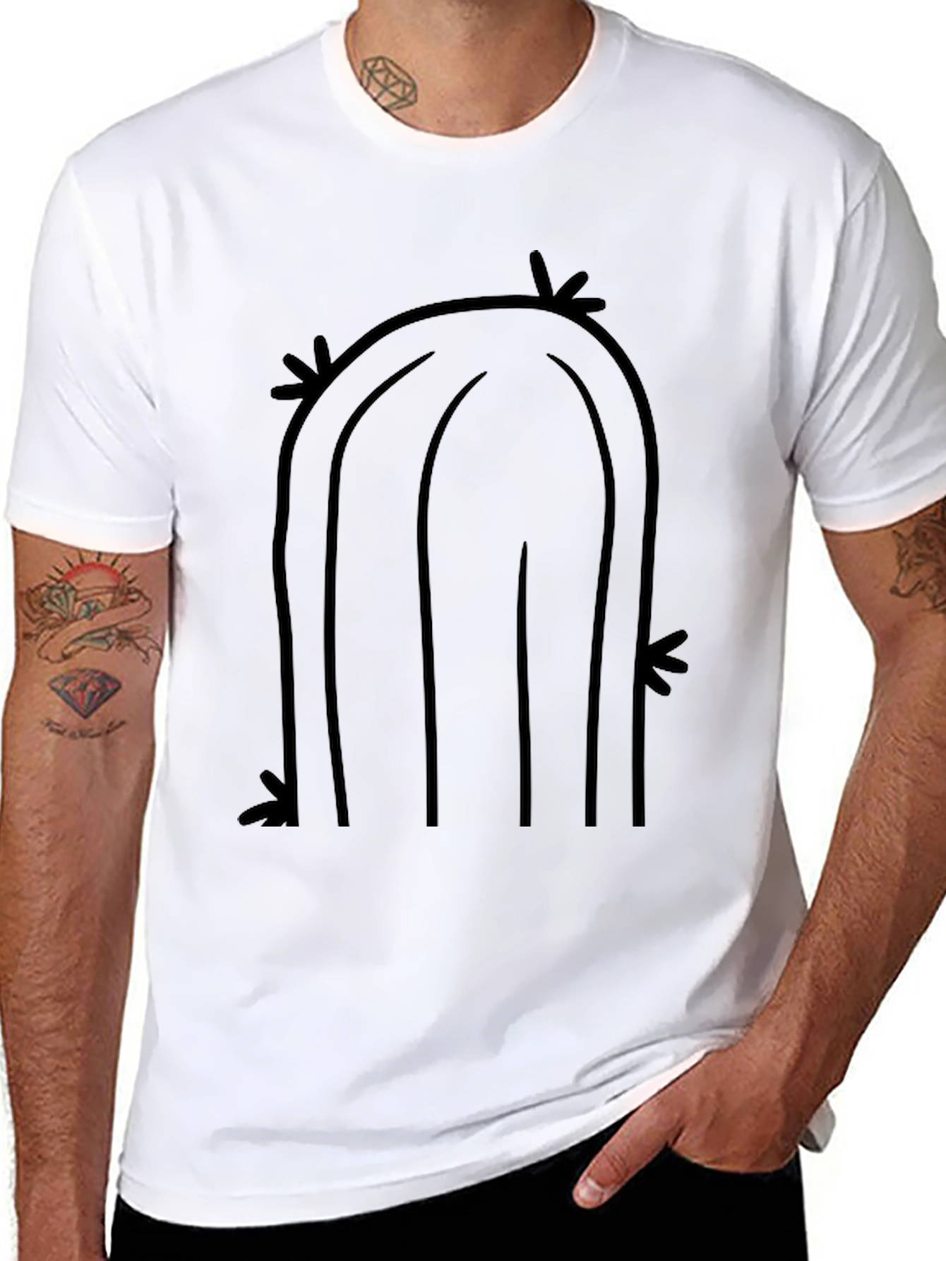 Cool Cactus Graphic Tee - Black Cotton T-Shirt