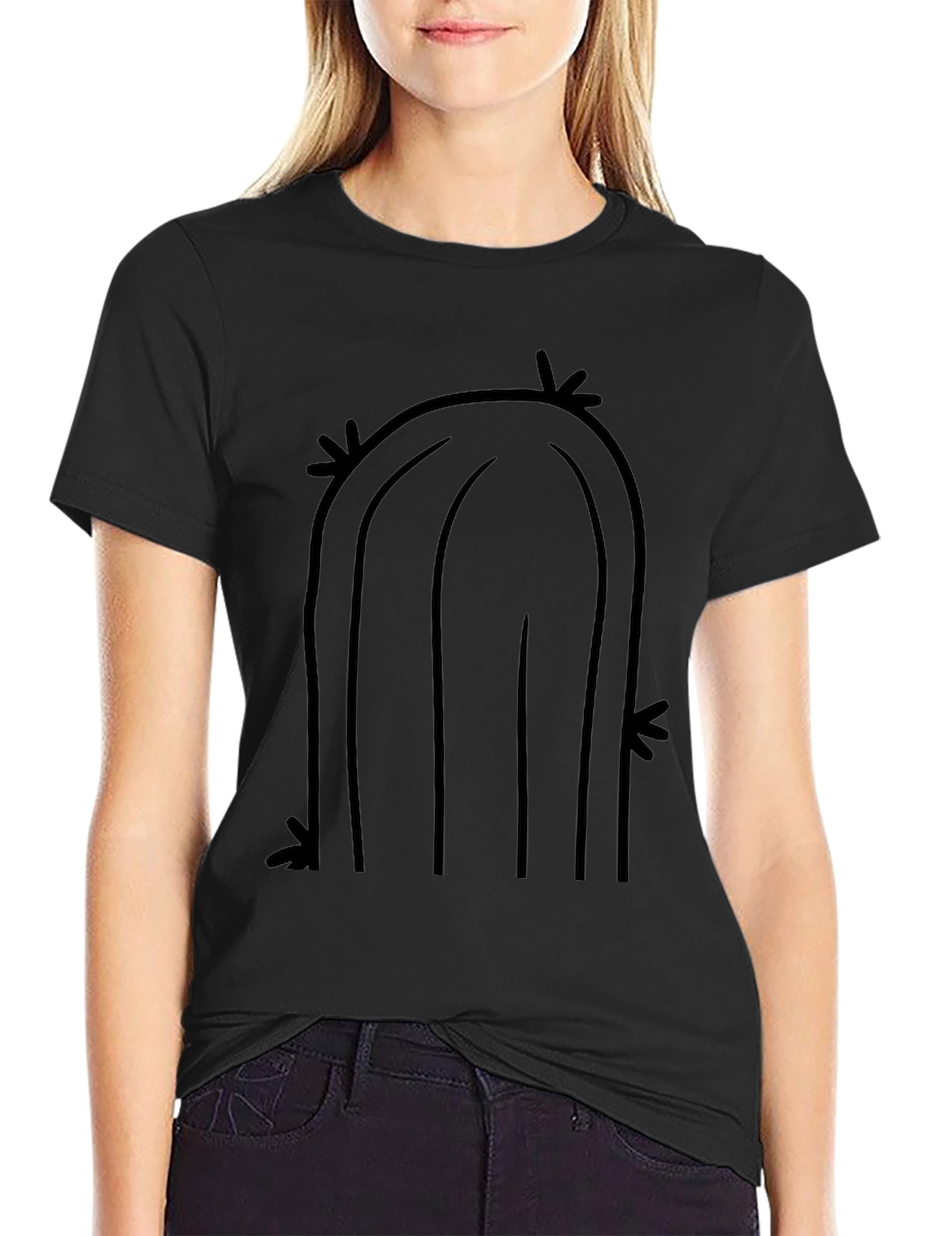 Cool Cactus Graphic Tee - Black Cotton T-Shirt