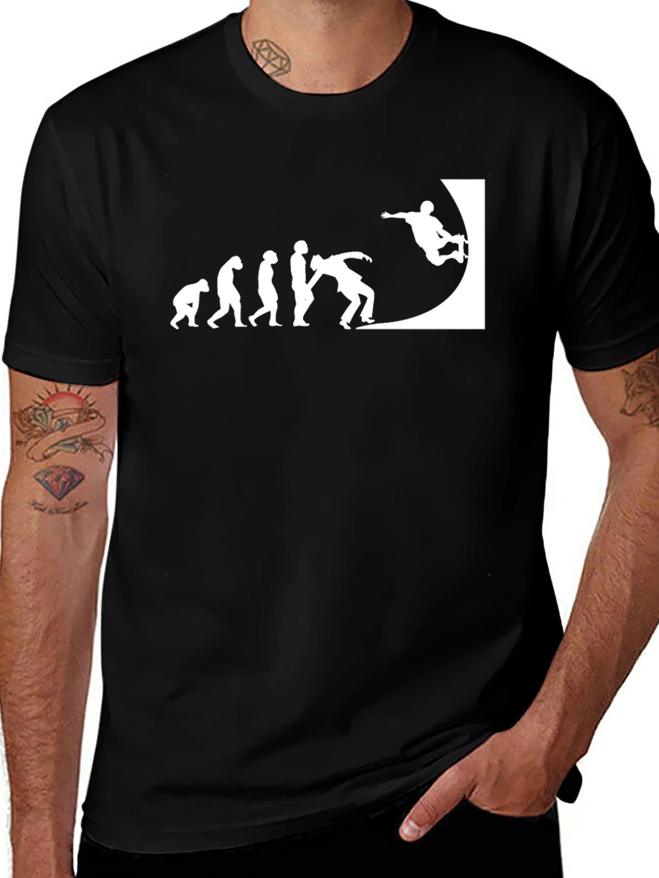 Skateboarding Evolution Graphic Tee - Black