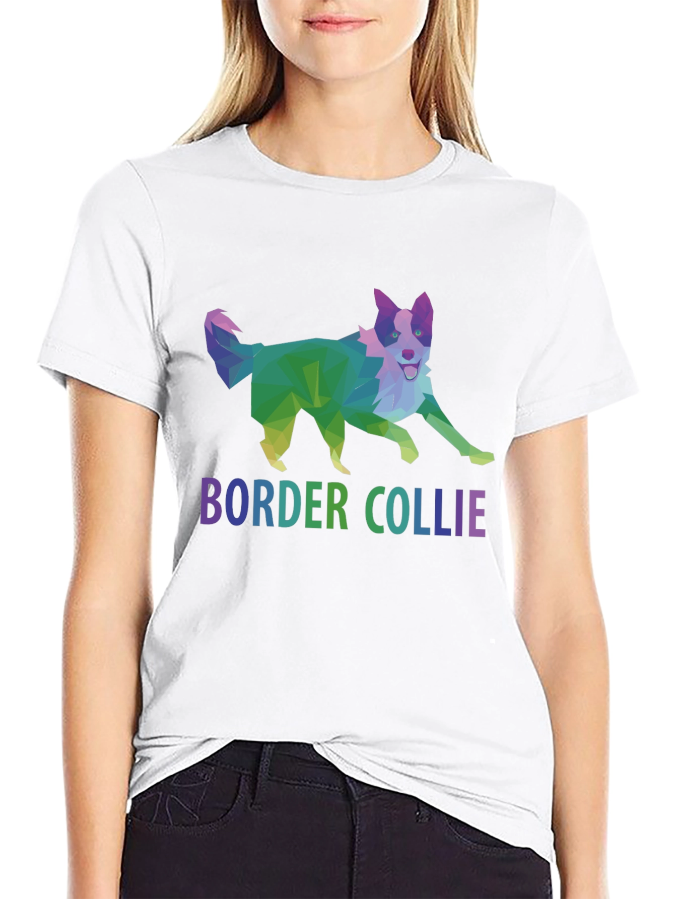 Geometric Border Collie Graphic T-Shirt