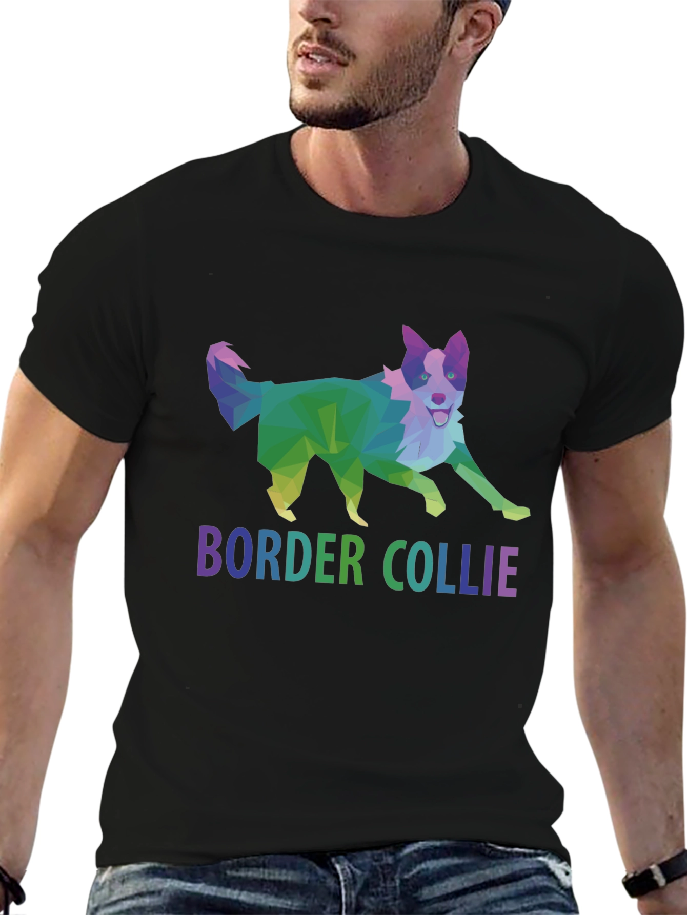 Geometric Border Collie Graphic T-Shirt
