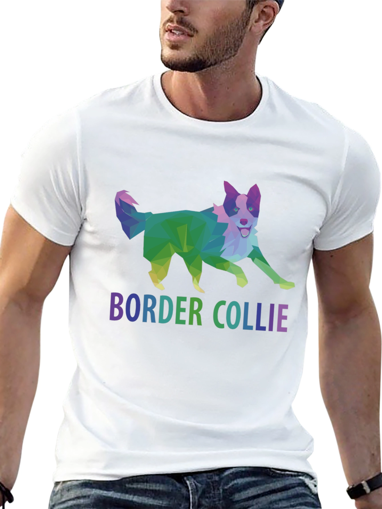 Geometric Border Collie Graphic T-Shirt