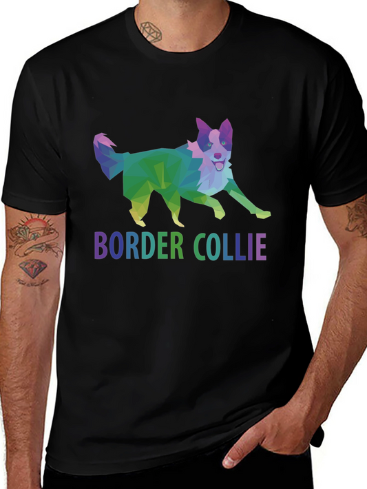 Geometric Border Collie Graphic T-Shirt