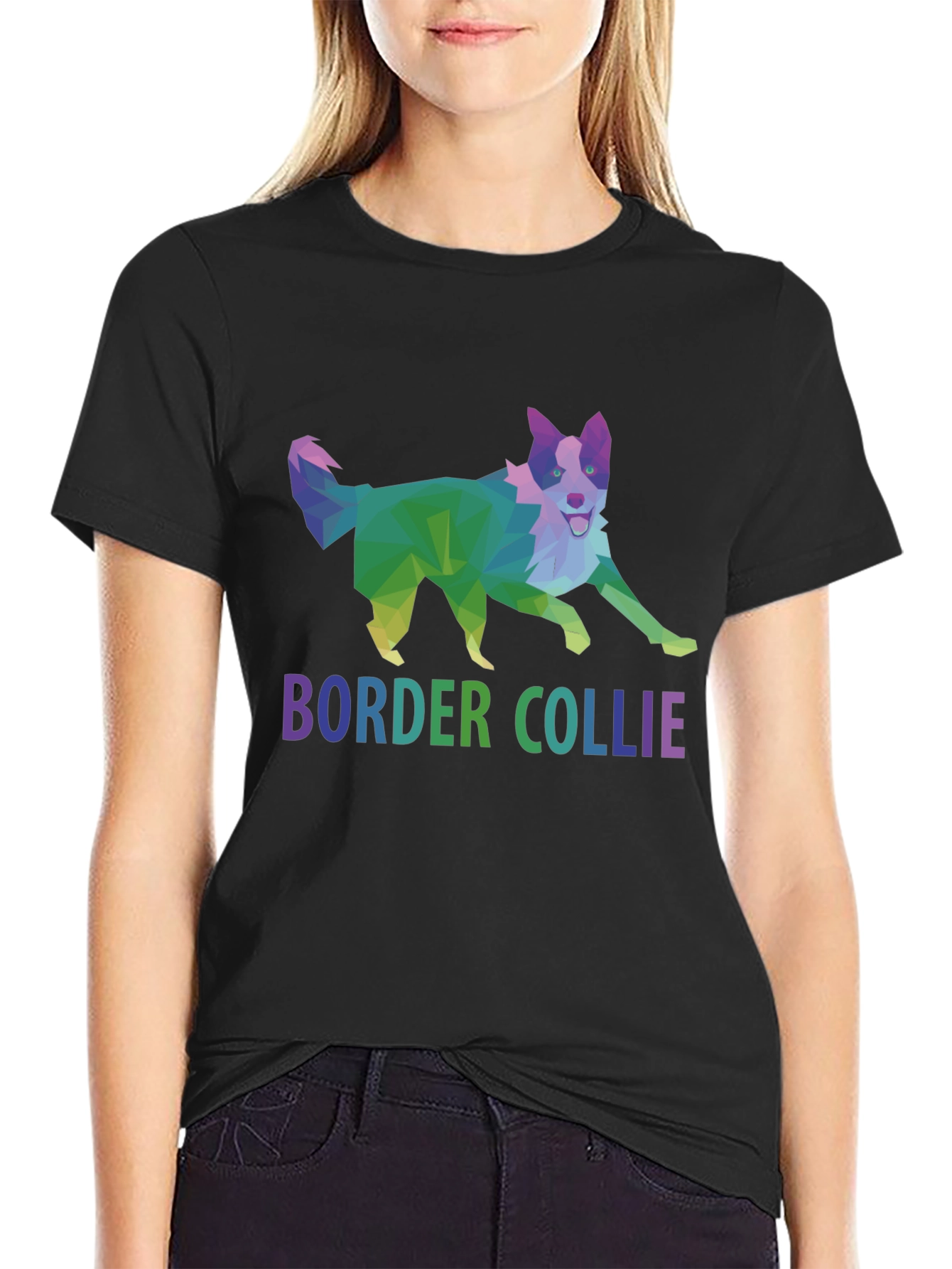 Geometric Border Collie Graphic T-Shirt