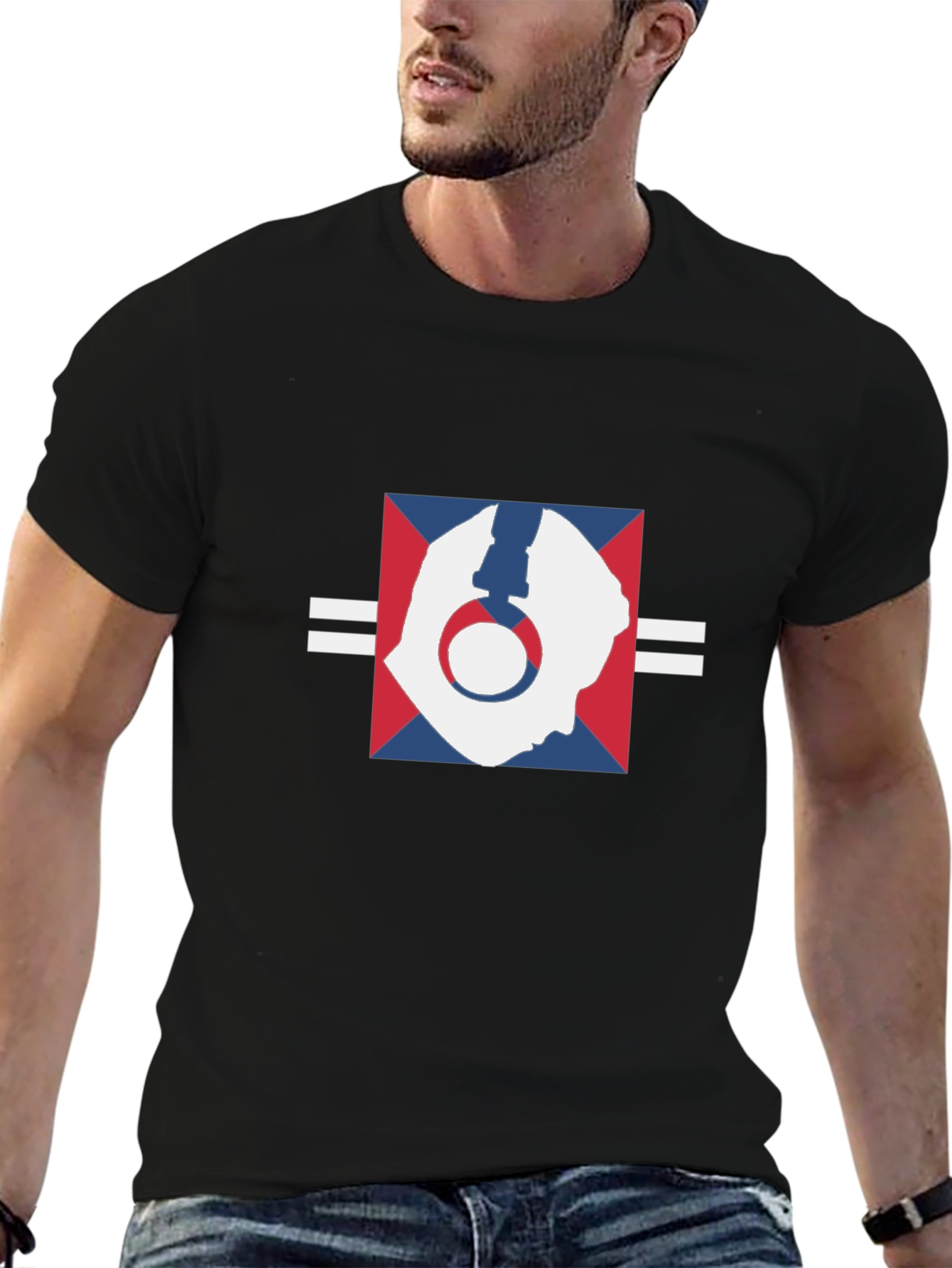 Abstract Headphone Graphic Black T-Shirt