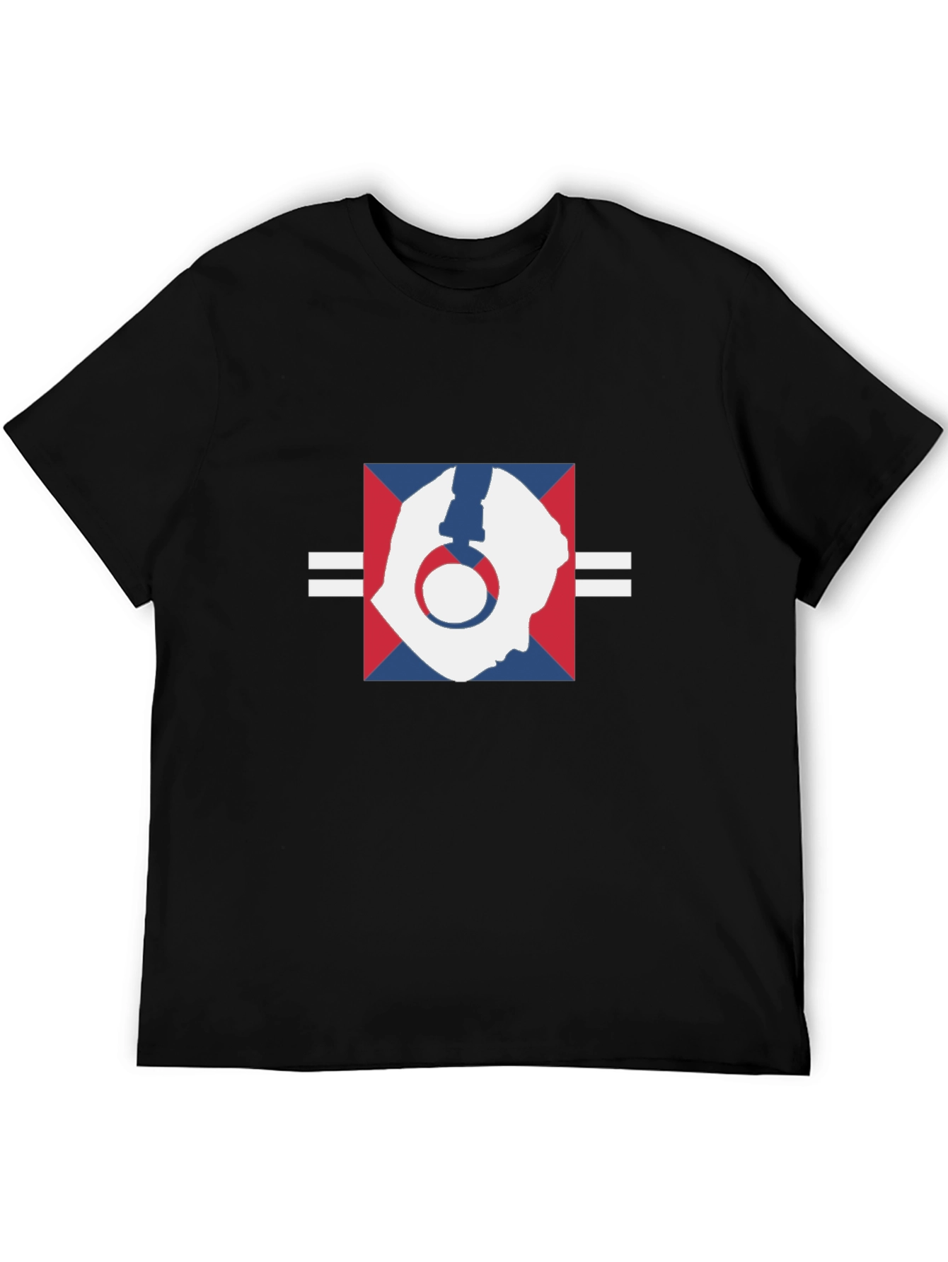 Abstract Headphone Graphic Black T-Shirt